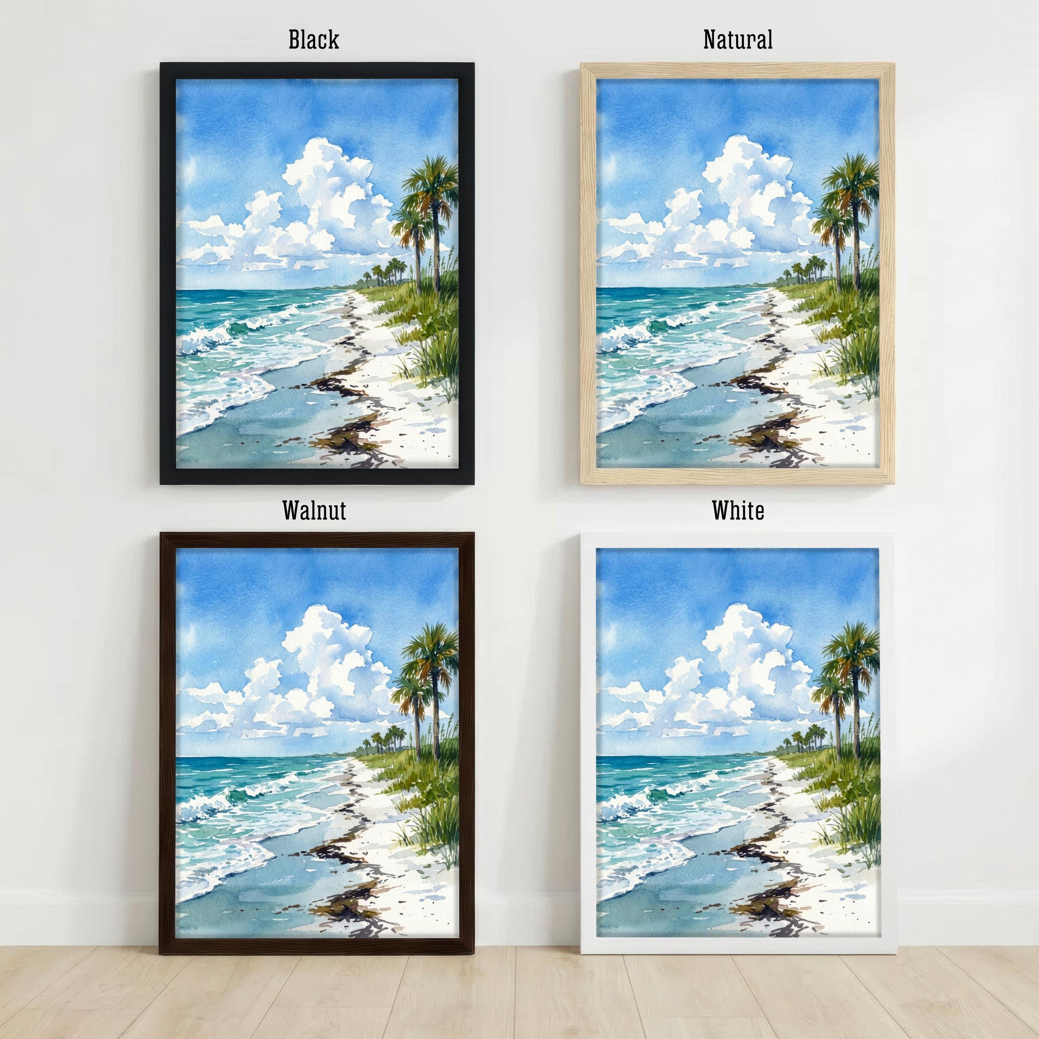 Captiva Island Watercolour Painting Poster Florida USA Wall Art Coastal Landscape Print Gift for Travel Lovers and Fans of Scenic Tropical