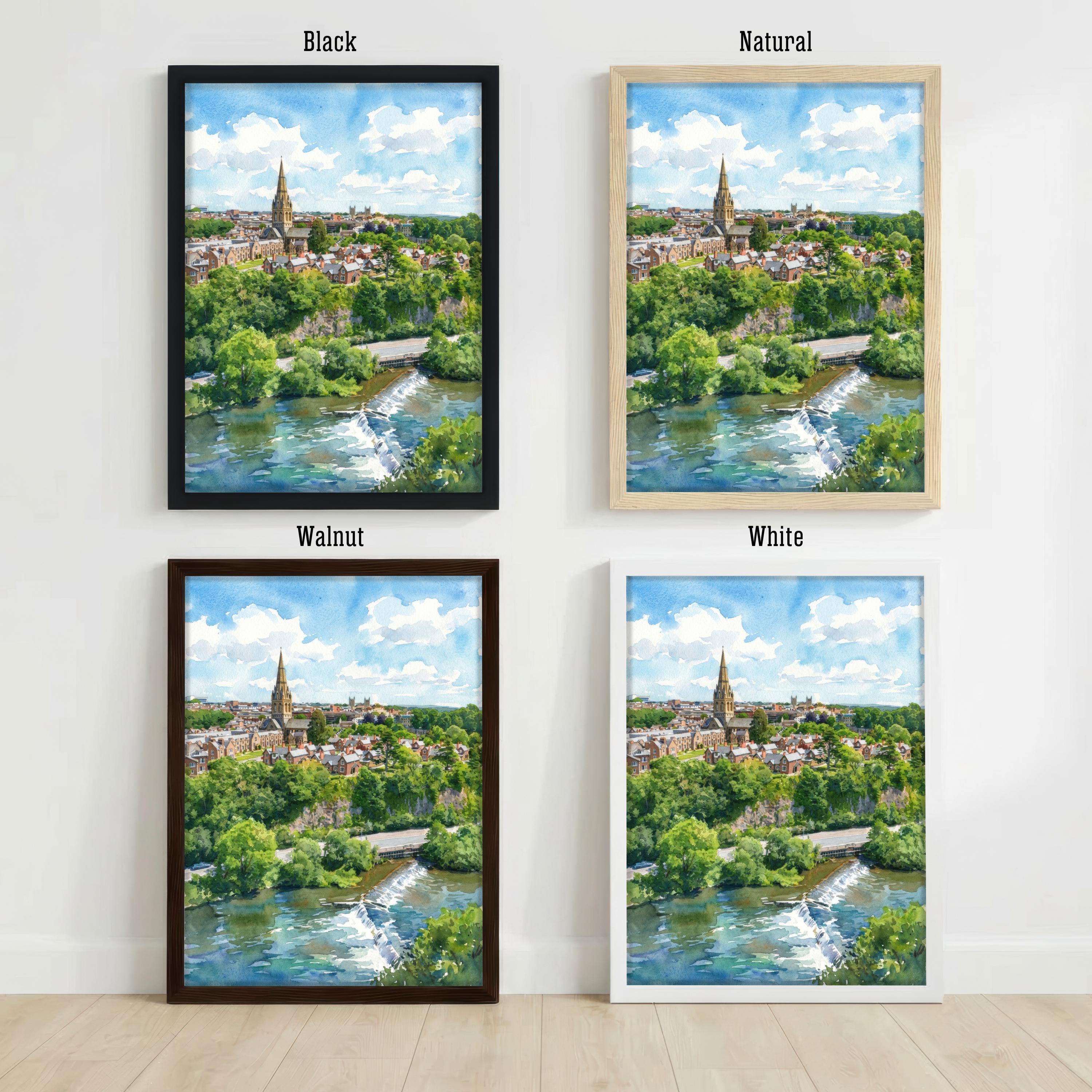 Exeter Watercolour Painting: Historic City Cathedral Landscape Print, British Decor