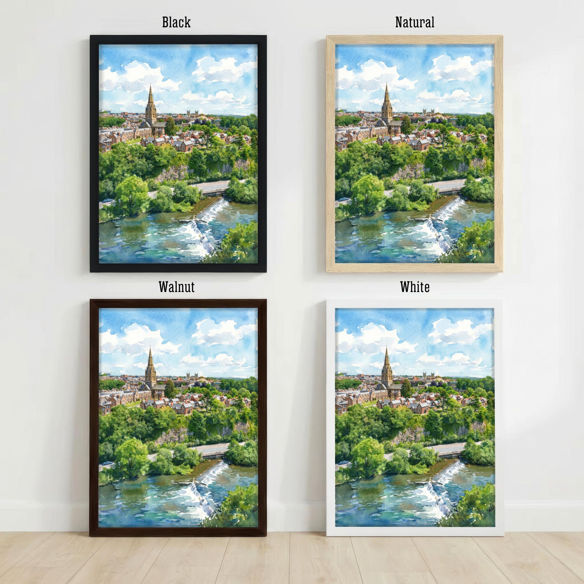 Exeter Watercolour Painting: Historic City Cathedral Landscape Print, British Decor