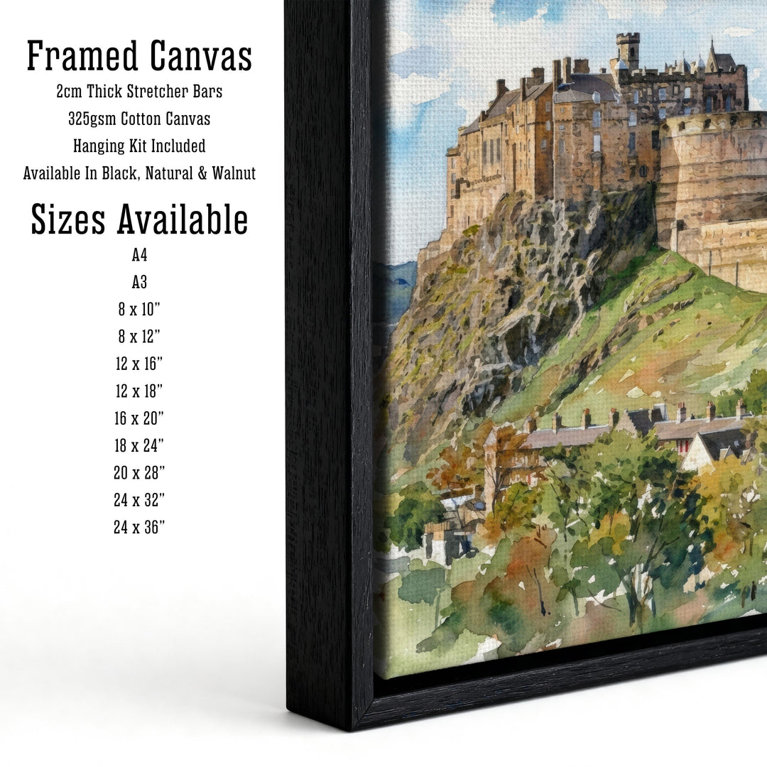 Edinburgh Castle Watercolor Painting Poster Scotland Wall Art Historic City Landmark Landscape Print Gift for UK Travel Lovers and Scenic