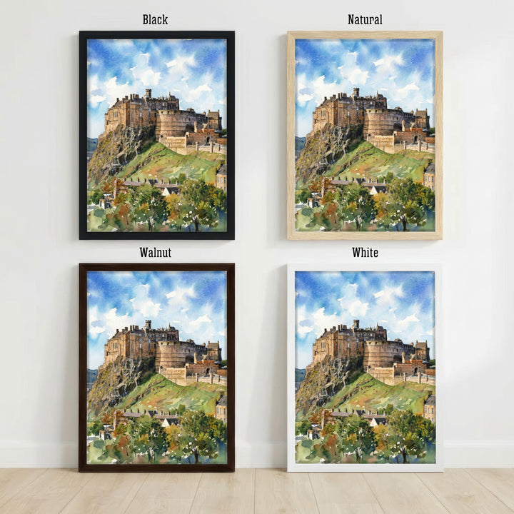 Edinburgh Castle Watercolor Painting Poster Scotland Wall Art Historic City Landmark Landscape Print Gift for UK Travel Lovers and Scenic