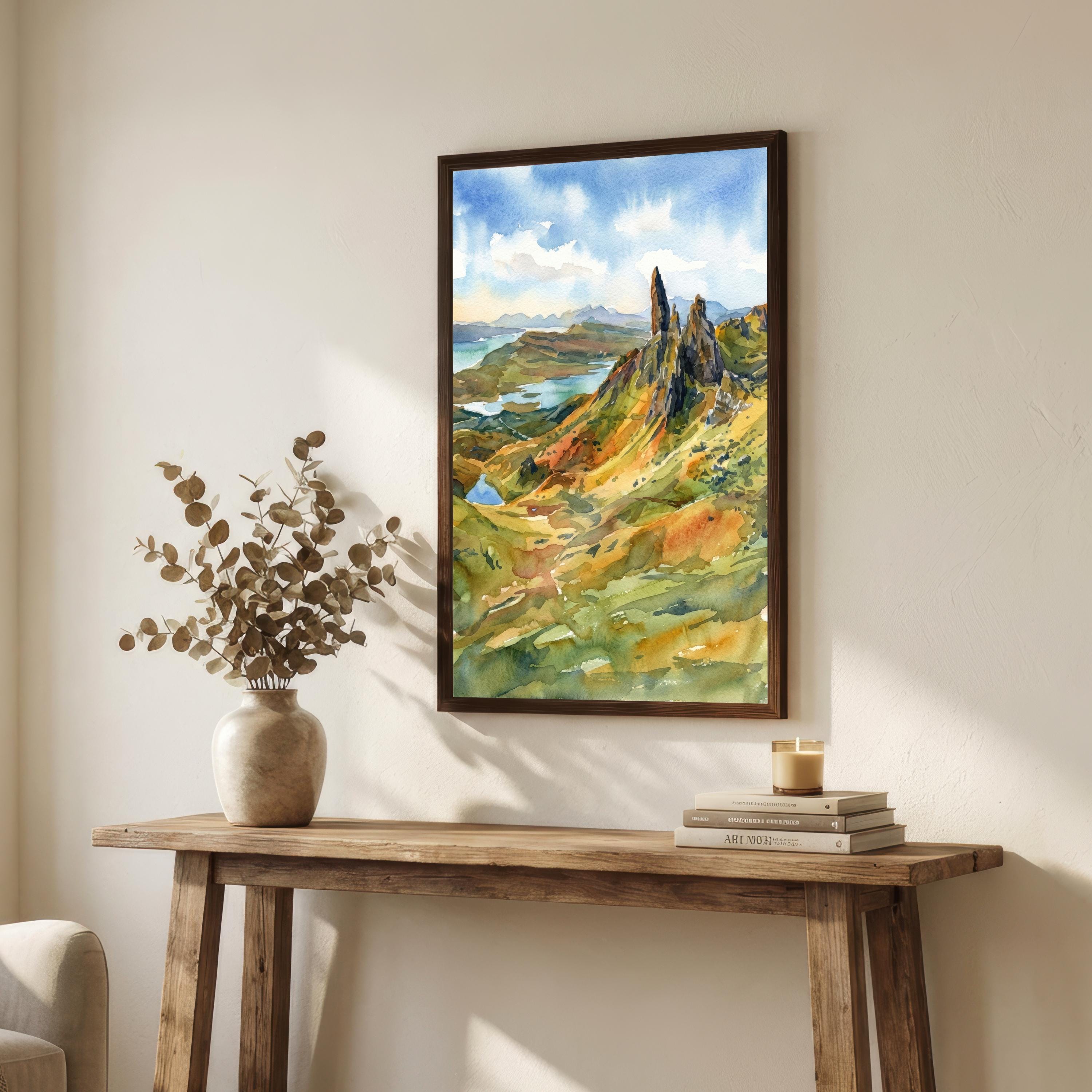 Isle of Skye Watercolour Painting: Scotland Highland Landscape Print, Scenic Decor