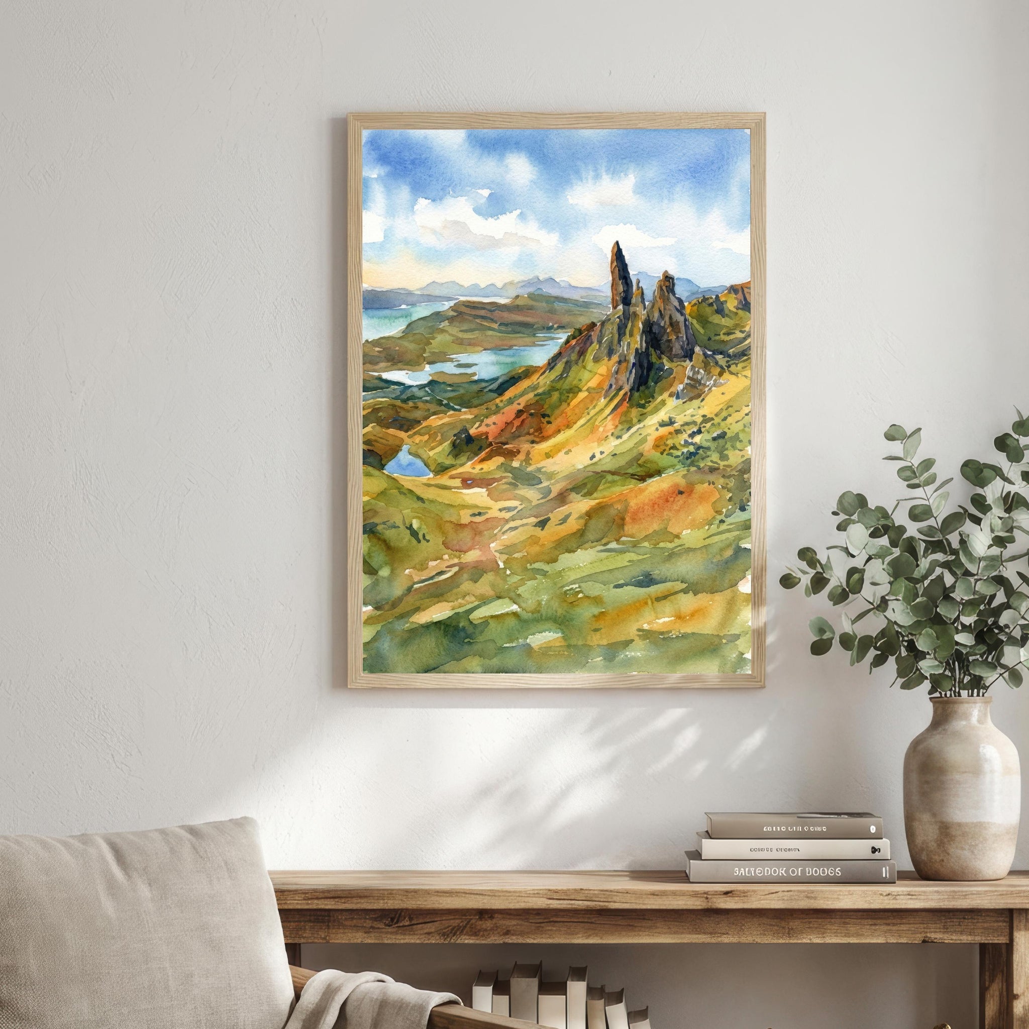 Isle of Skye Watercolour Painting: Scotland Highland Landscape Print, Scenic Decor