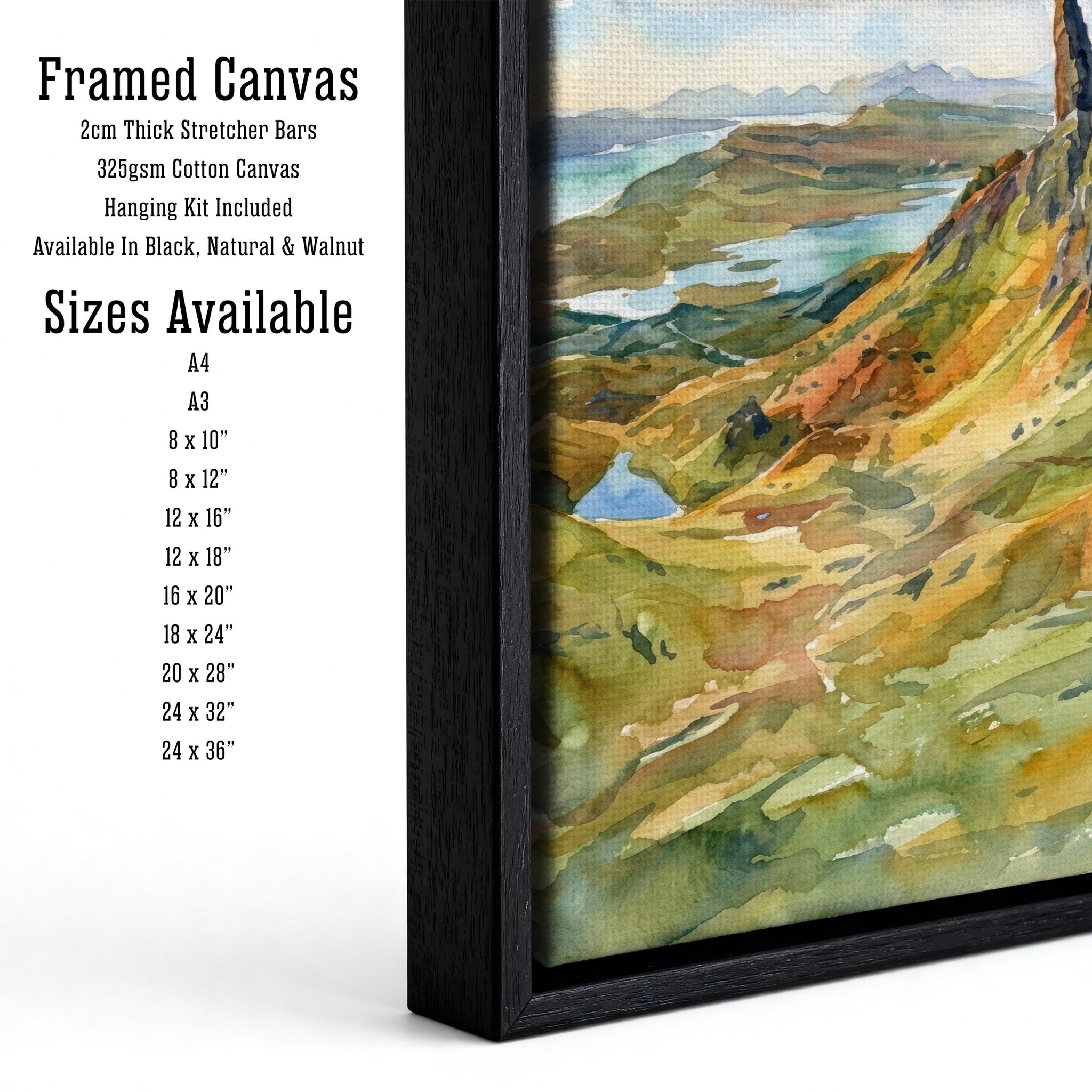 Isle of Skye Watercolour Painting: Scotland Highland Landscape Print, Scenic Decor