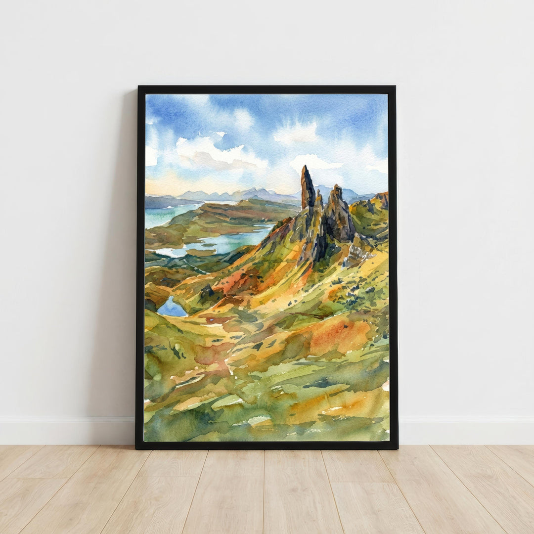 Isle of Skye Watercolour Painting: Scotland Highland Landscape Print, Scenic Decor