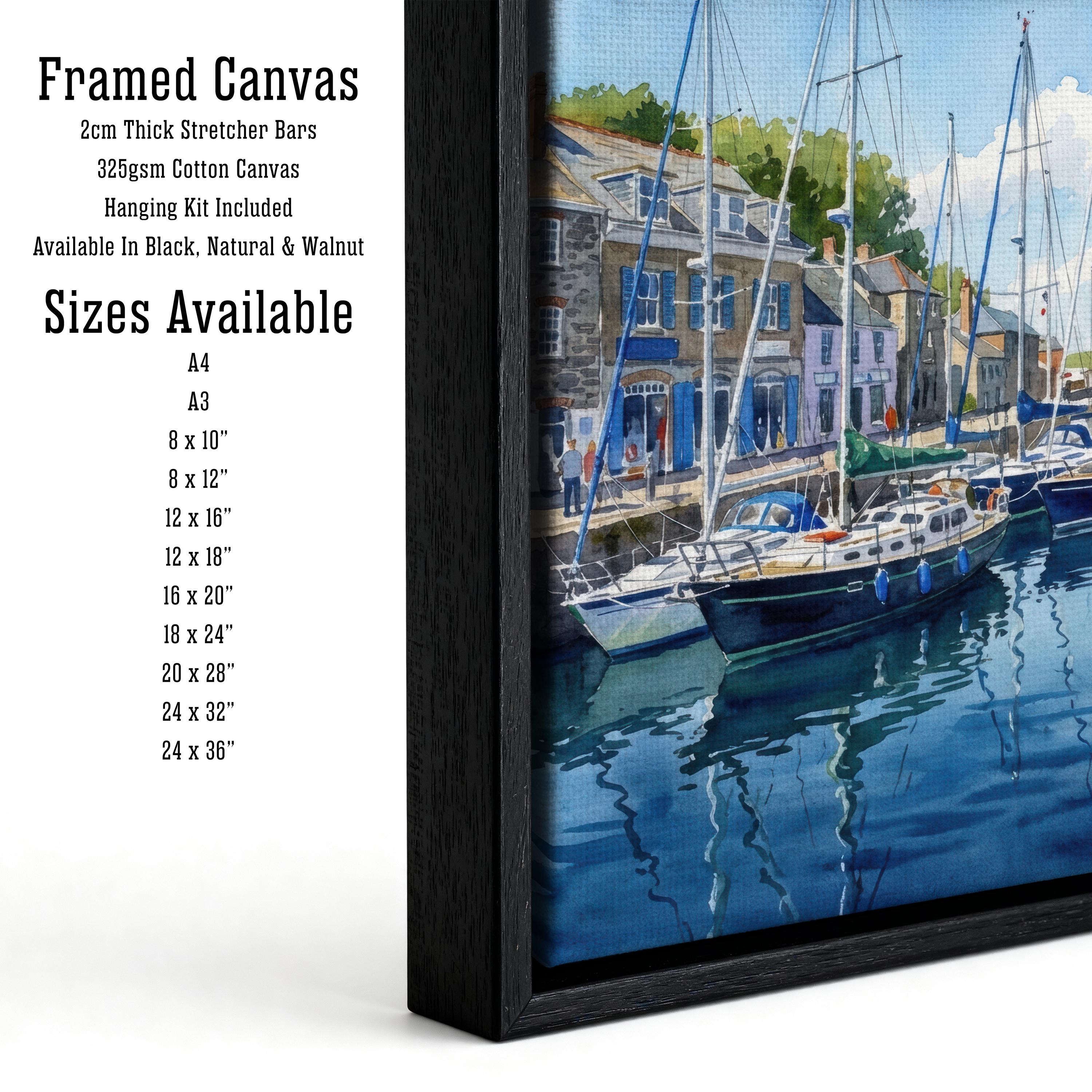 Padstow Harbour Watercolour Print, Cornwall Coastal Village Seaside Landscape Wall Art