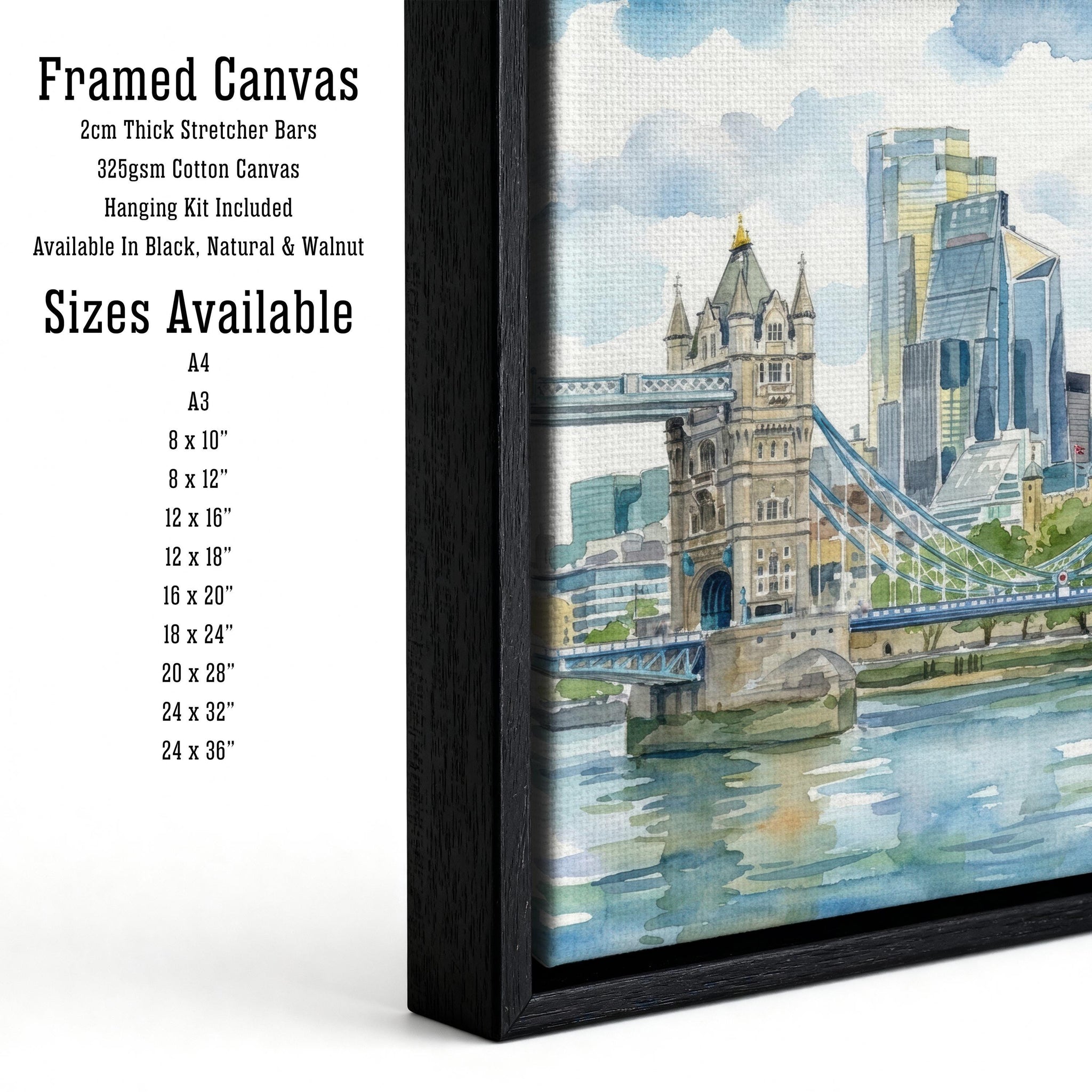 London Skyline Watercolour Painting England City Landscape Print for UK Travel Lovers