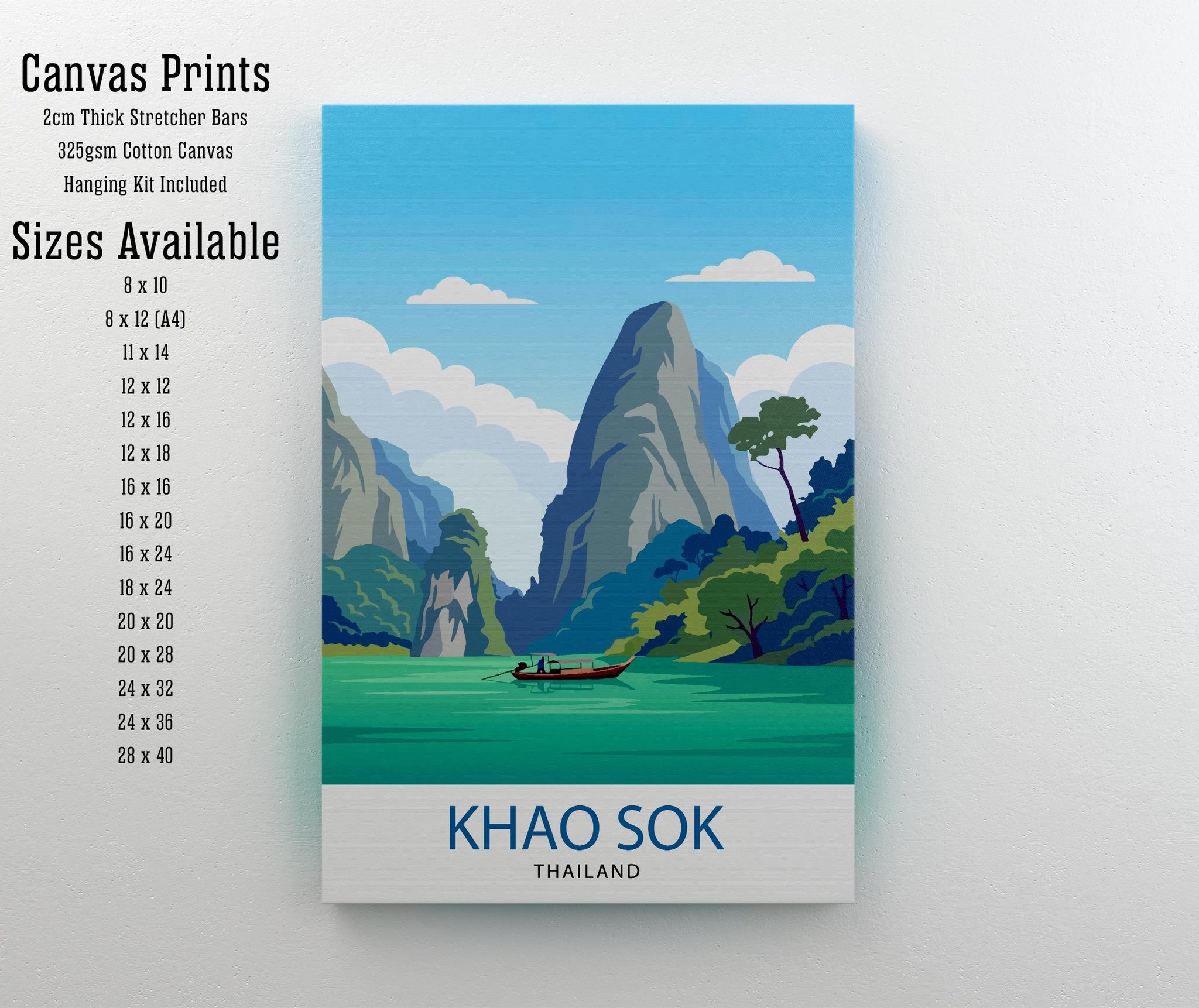 Khao Sok Thailand Travel Poster: Jungle Lake Landscape Wall Art