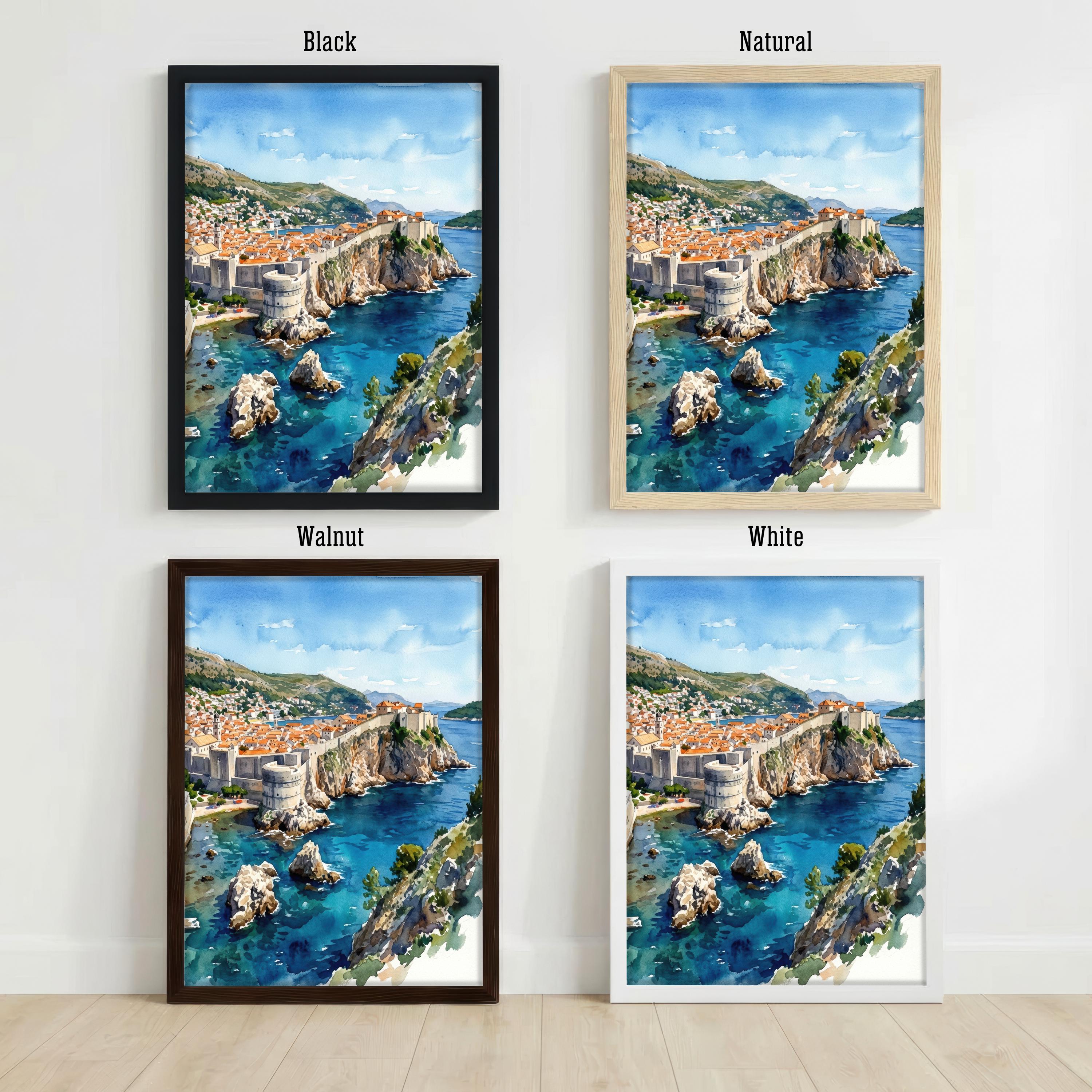 Dubrovnik Watercolour Painting Poster Croatia Wall Art Coastal City Landscape Print Gift for Europe Travel Lovers and Scenic Decor Fans