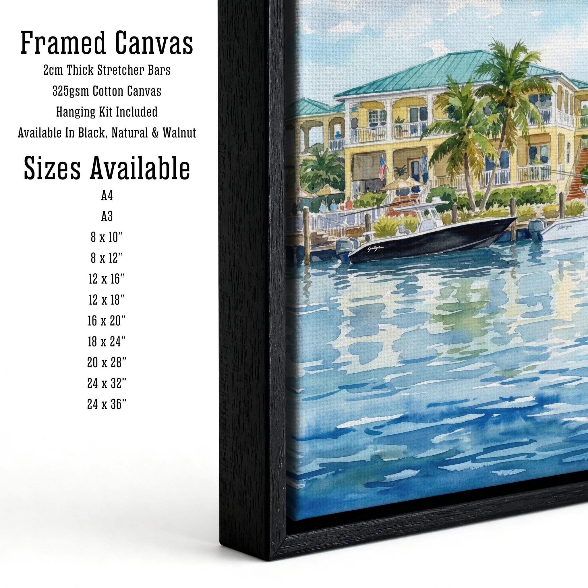 Key West Watercolor Painting Poster Florida USA Wall Art Coastal Island Landscape Print Gift for Travel Lovers and Scenic Decor Fans