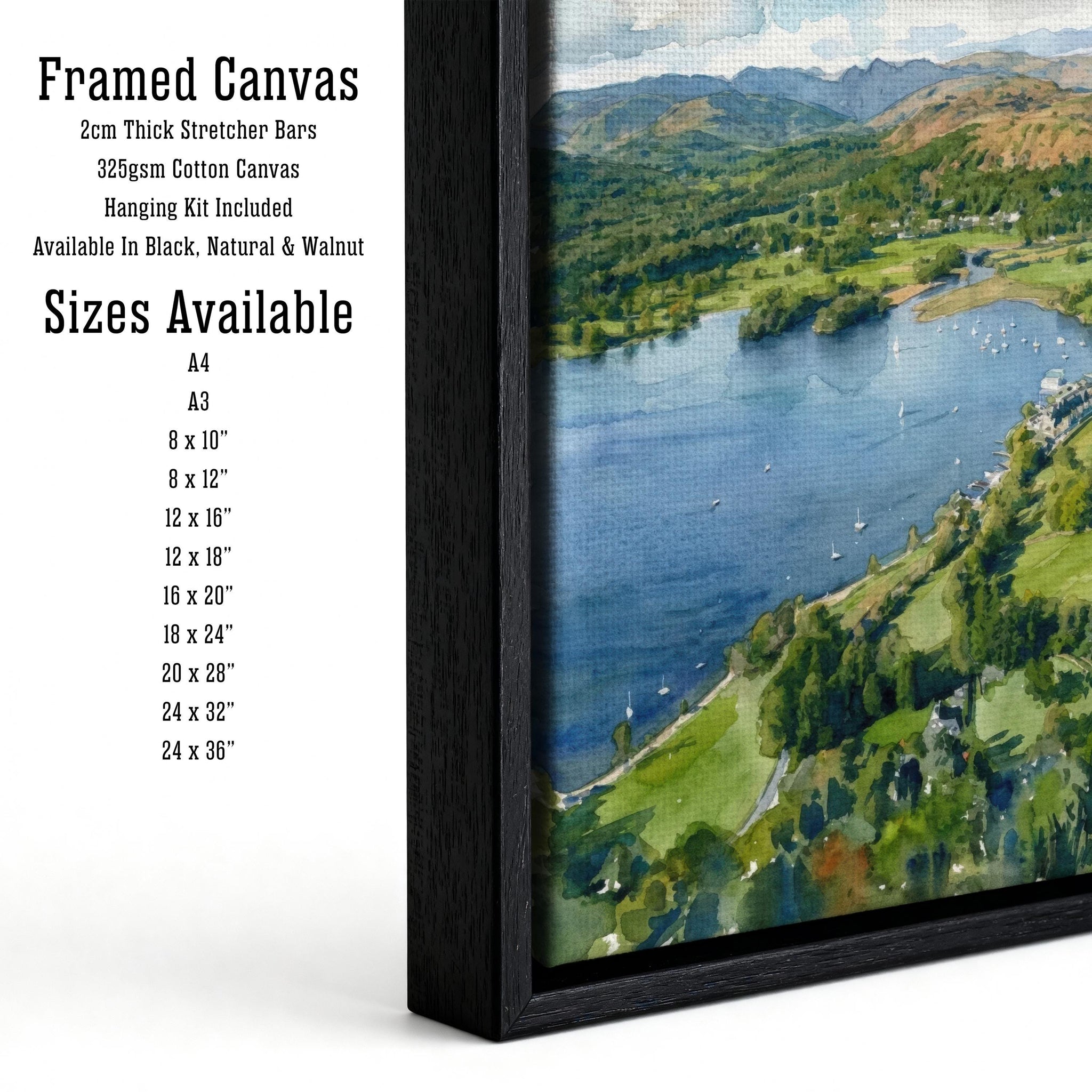 Lake Windermere Watercolour Painting Poster