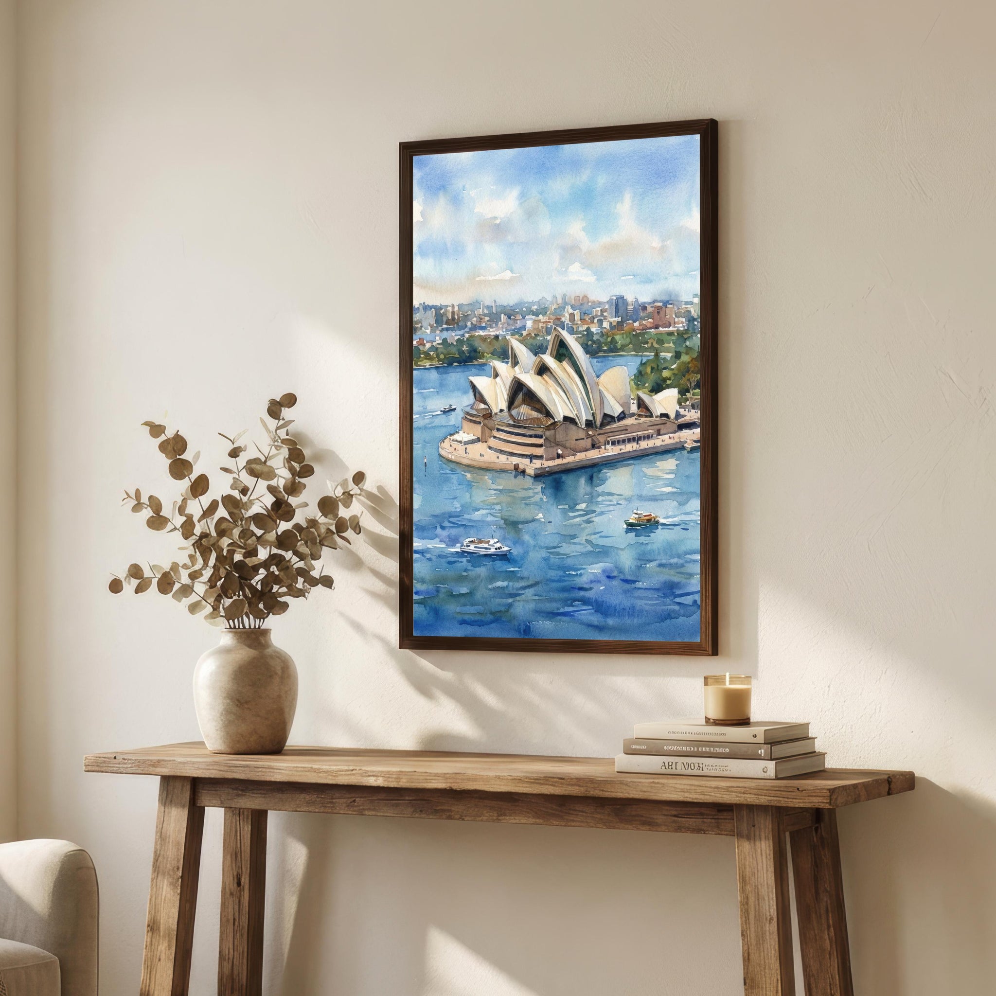 Sydney Harbour Watercolour Painting Opera House Coastal Landscape Print