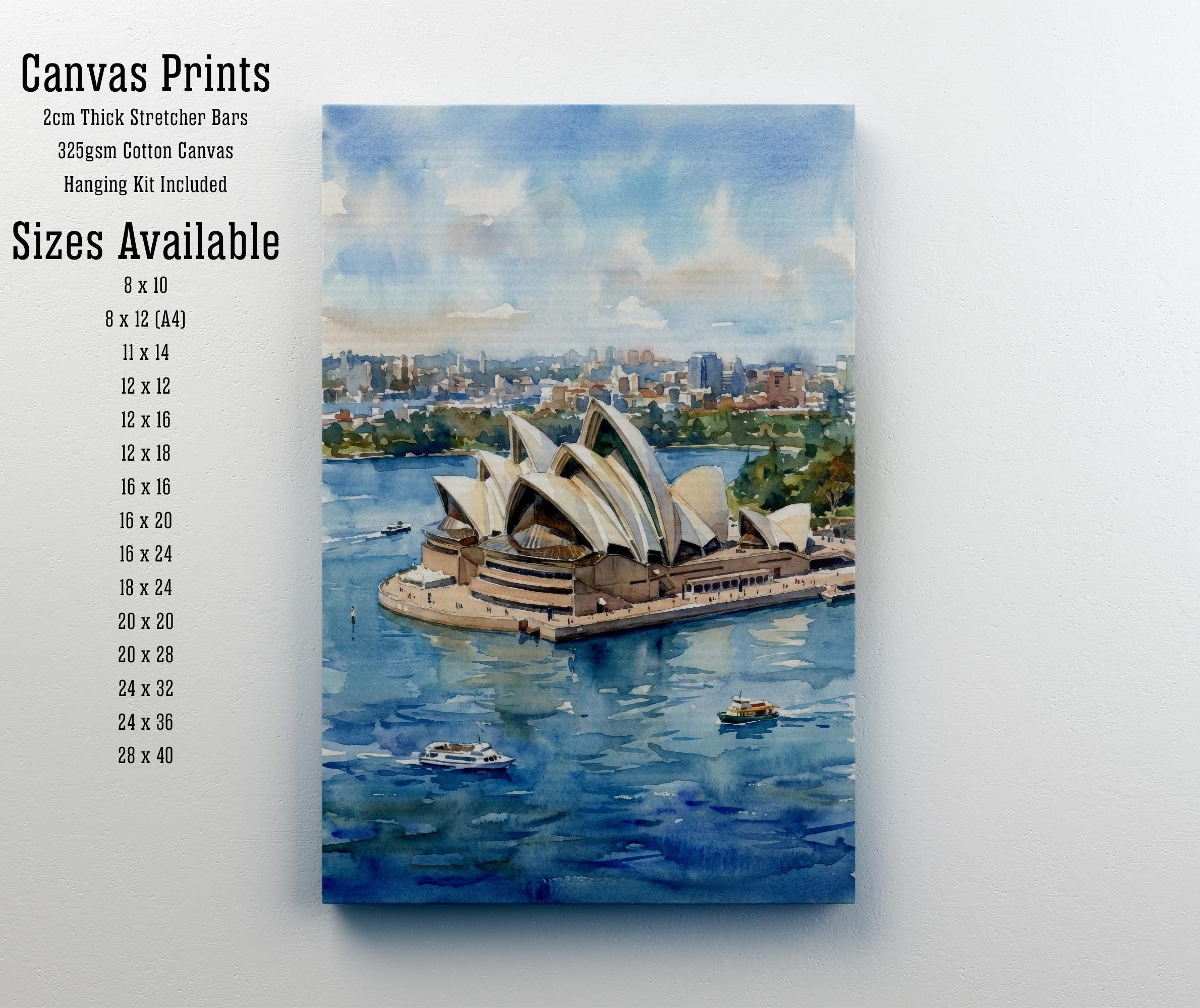Sydney Harbour Watercolour Painting Opera House Coastal Landscape Print