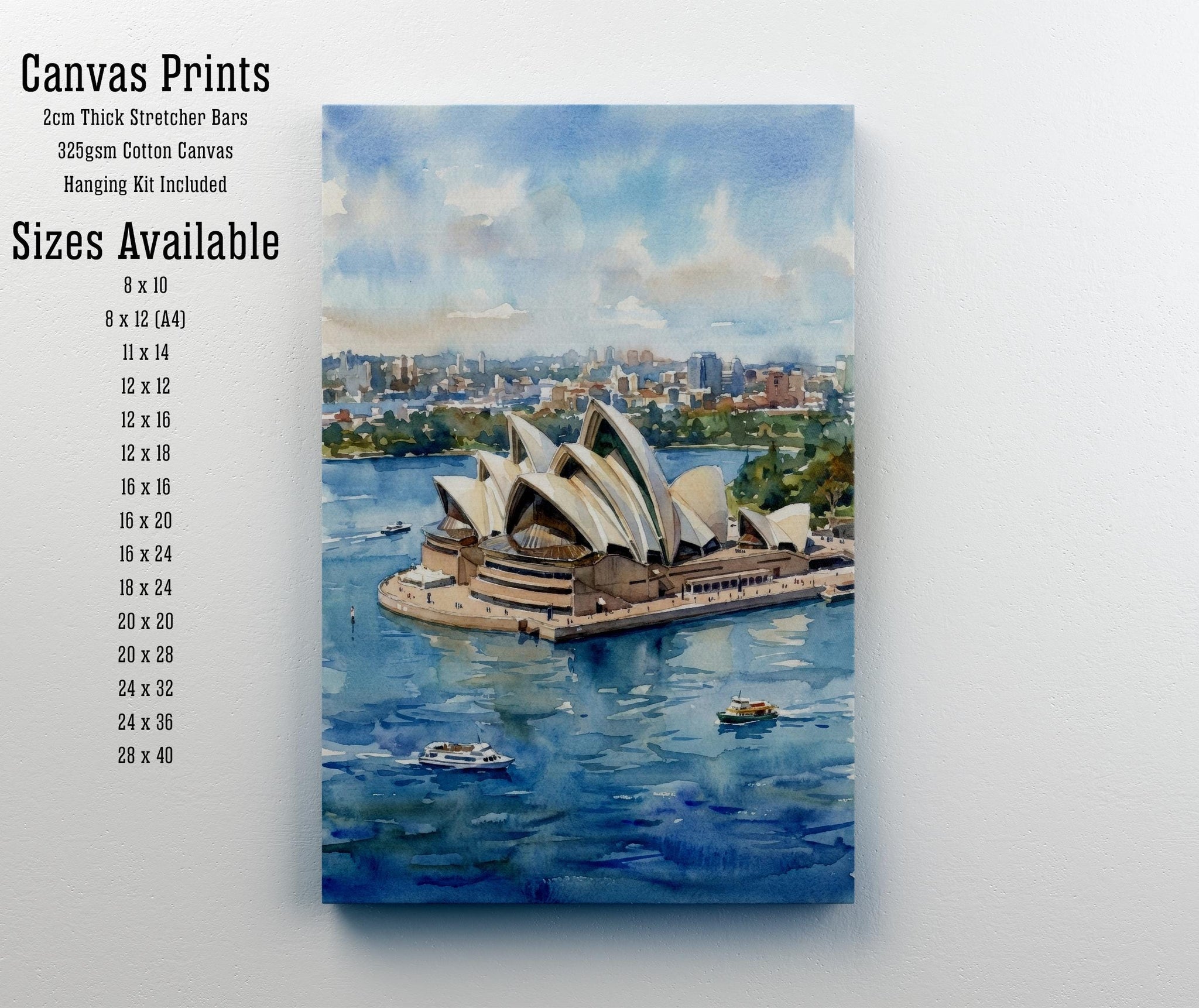 Sydney Harbour Watercolour Painting Opera House Coastal Landscape Print