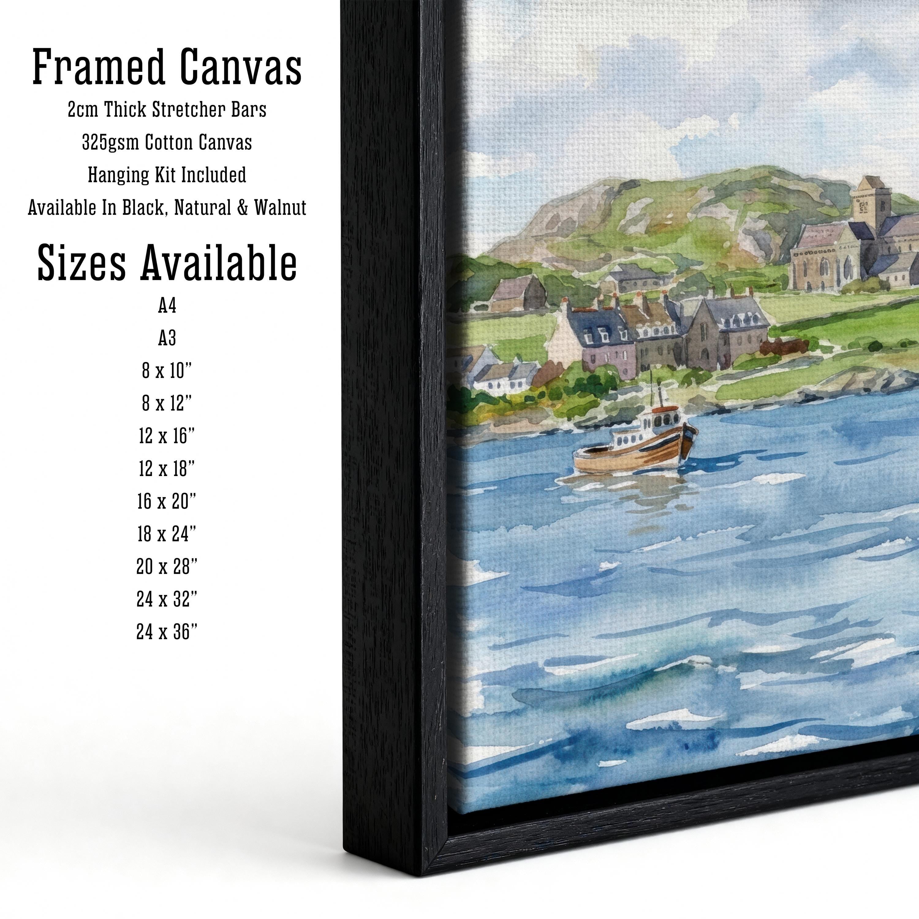 Isle of Iona Watercolour Painting Poster Scotland Wall Art Coastal Island Landscape Print Gift for UK Travel Lovers and Scenic Decor Fans