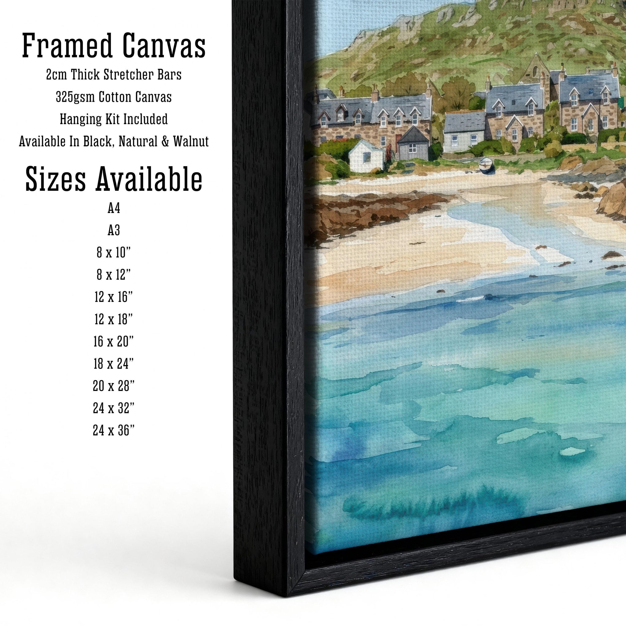 Isle of Iona Watercolour Painting Print, Scotland Coastal Landscape Wall Art