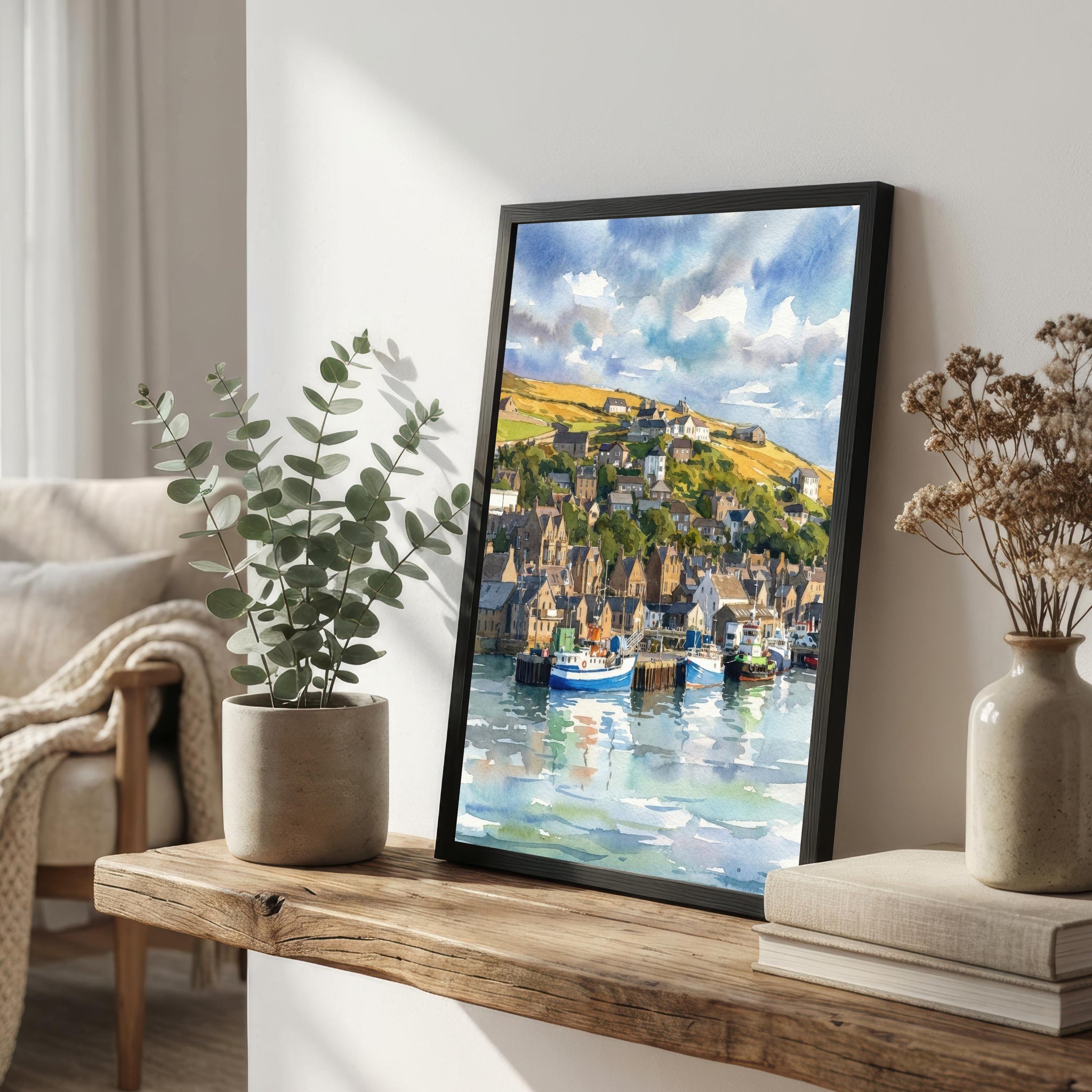 Isle of Iona Watercolour Painting, Scottish Island Coastal Landscape Print