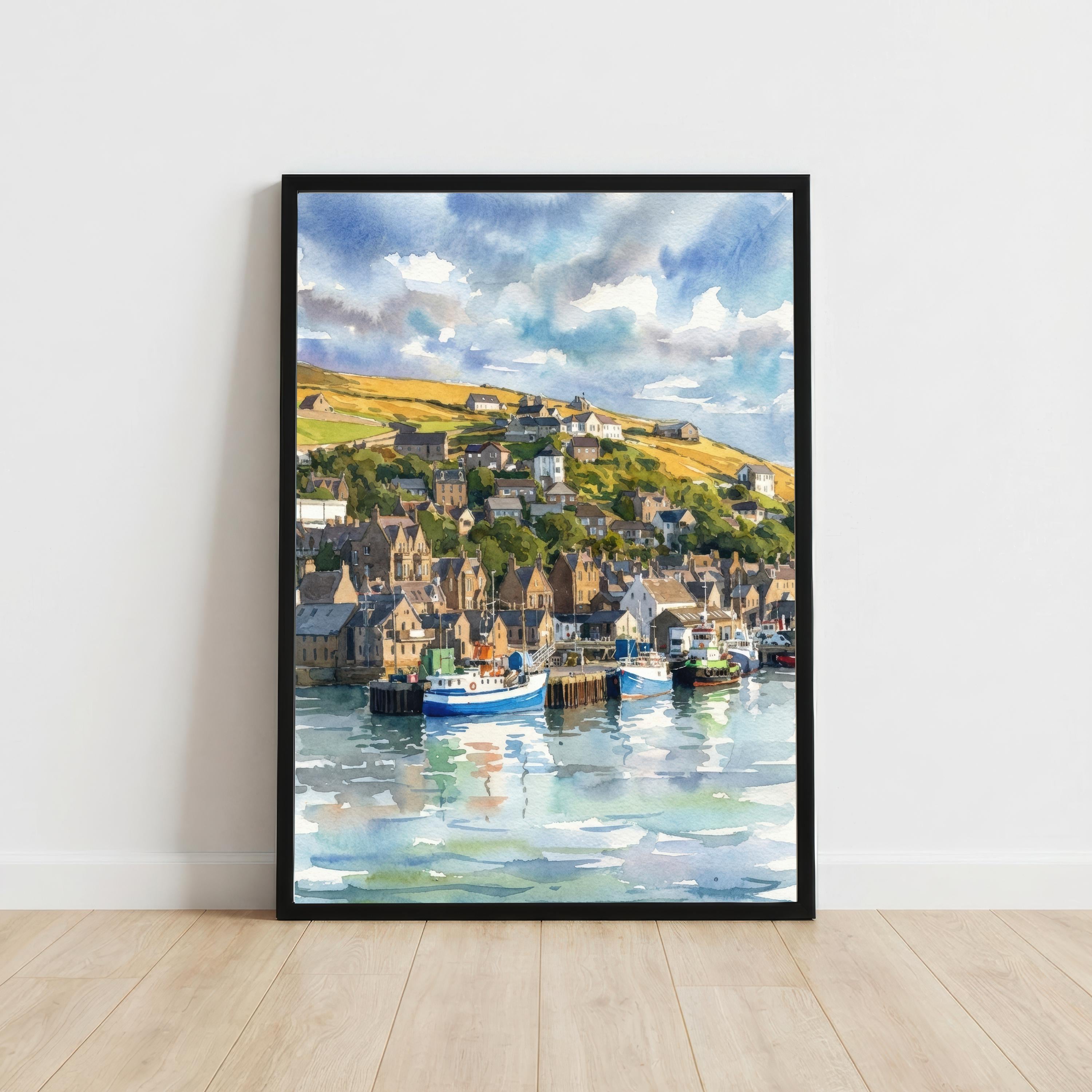 Isle of Iona Watercolour Painting, Scottish Island Coastal Landscape Print