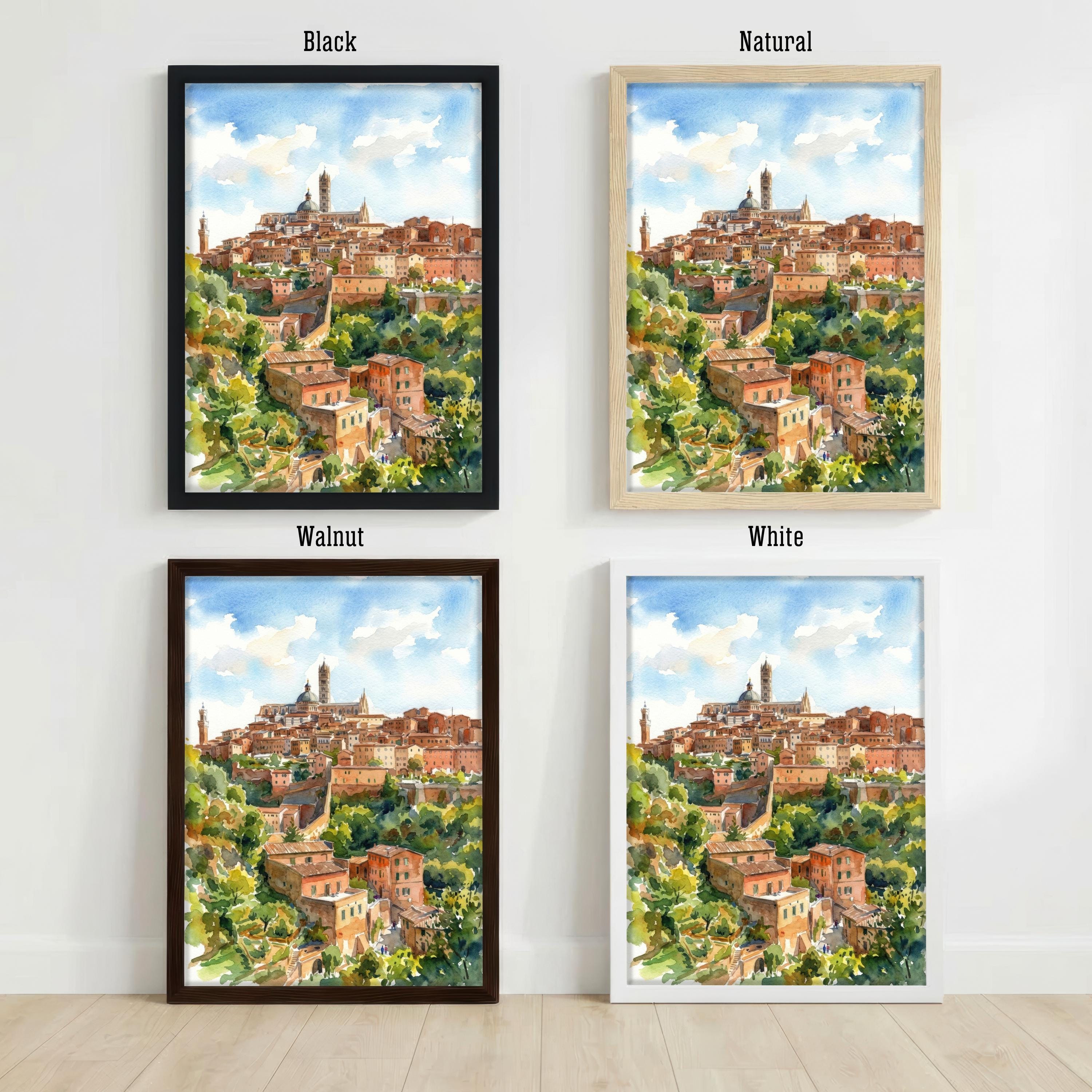 Tuscany Watercolour Painting Poster Italy Wall Art Countryside Landscape Print Gift for Europe Travel Lovers and Scenic Decor Fans