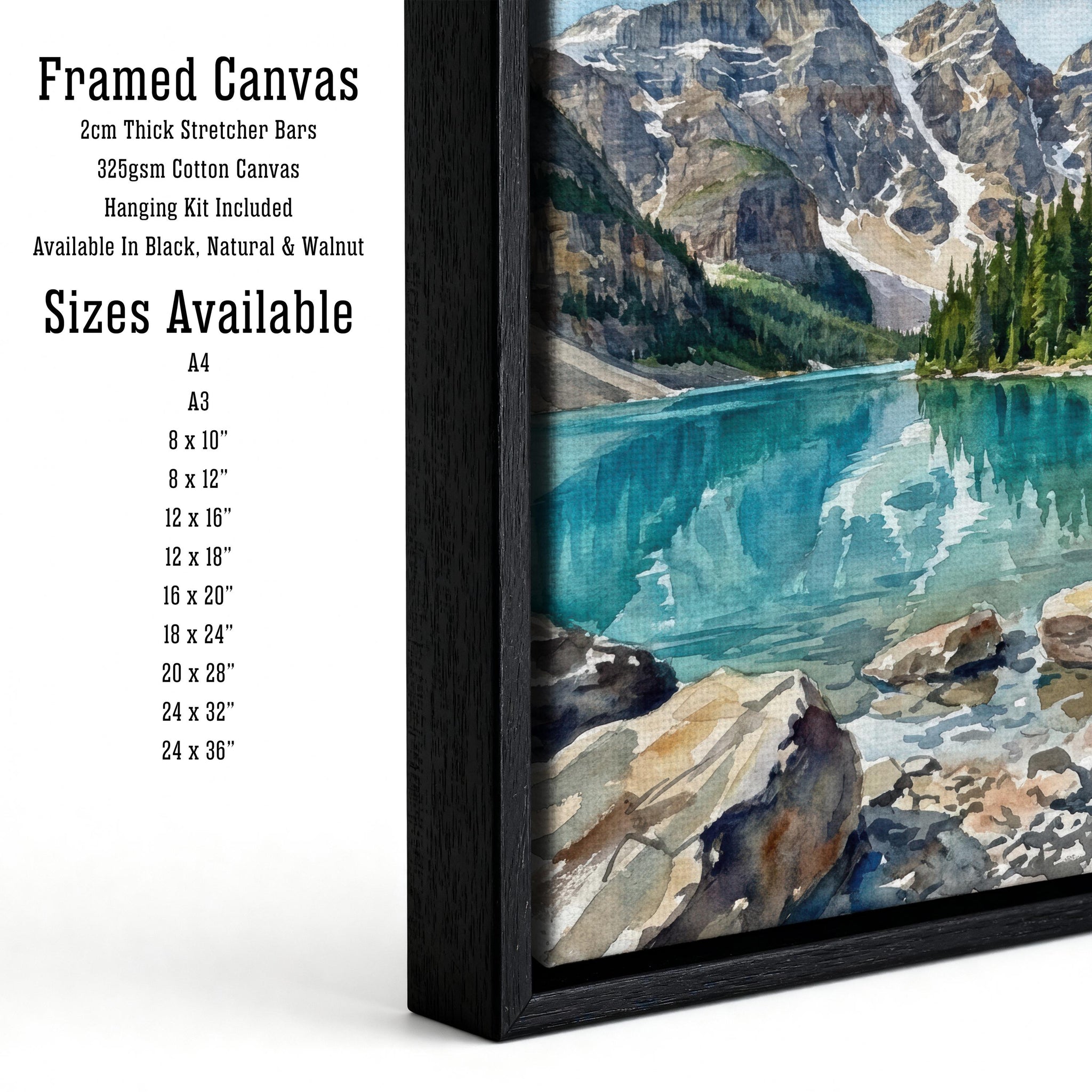 Banff National Park Watercolor Painting Poster Canada Wall Art Mountain Landscape Print Gift for Nature Lovers and Fans of Scenic Canadian