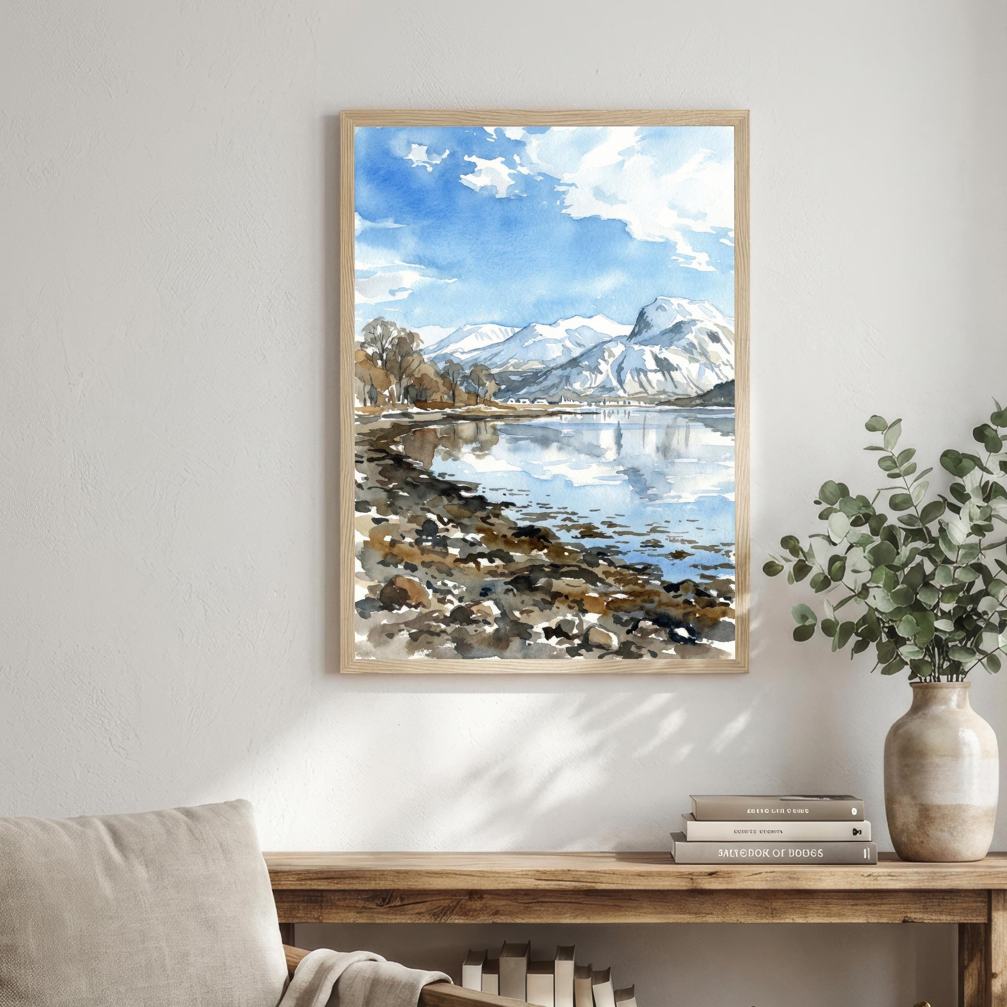 Ben Nevis Watercolour Painting Poster Scotland Wall Art Mountain Landscape Print Gift for UK Travel Lovers and Fans of Scenic Highland