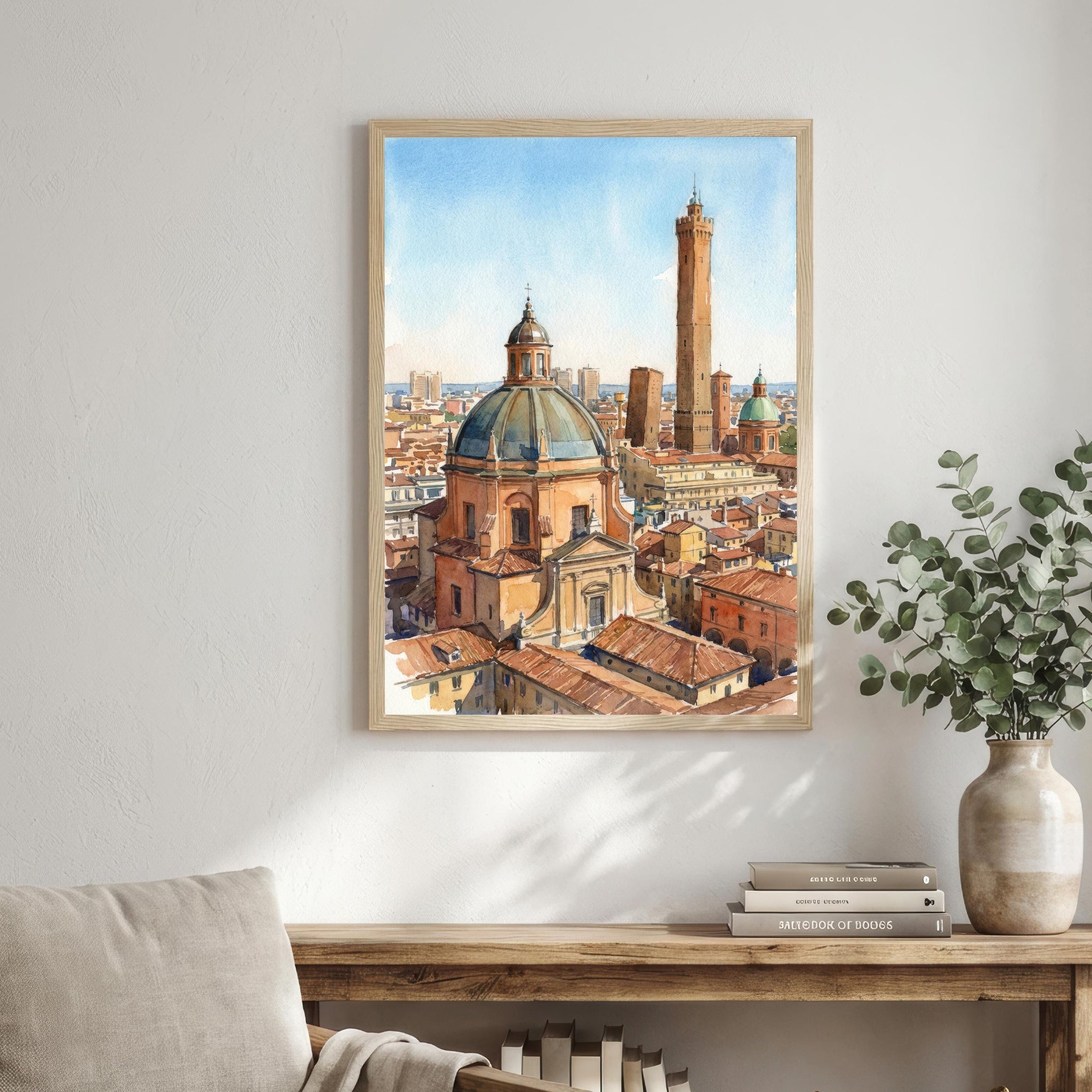 Bologna Watercolour Painting Poster Italy Wall Art City Architecture Landscape Print Gift for Europe Travel Lovers and Fans of Historic