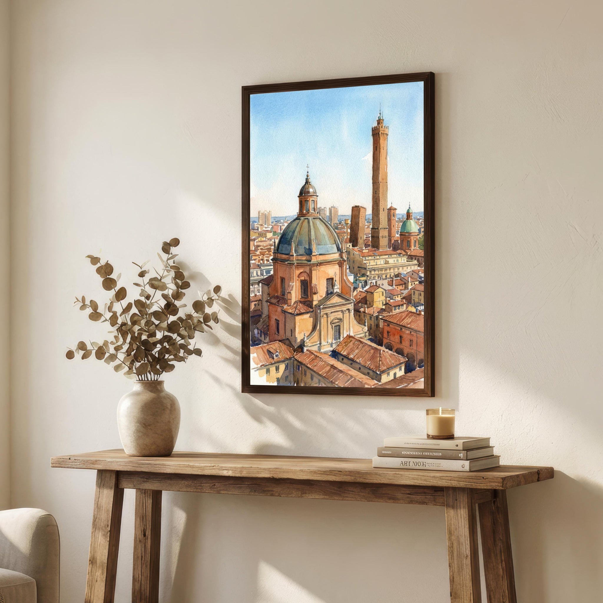 Bologna Watercolour Painting Poster Italy Wall Art City Architecture Landscape Print Gift for Europe Travel Lovers and Fans of Historic