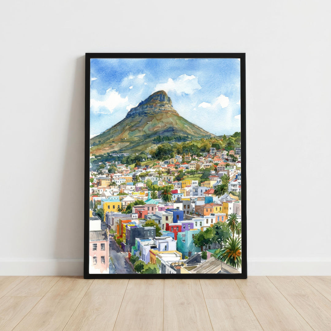 Cape Town Watercolour Painting Poster South Africa Wall Art Mountain Coastal Landscape Print Gift for Travel Lovers and Fans of Scenic decor