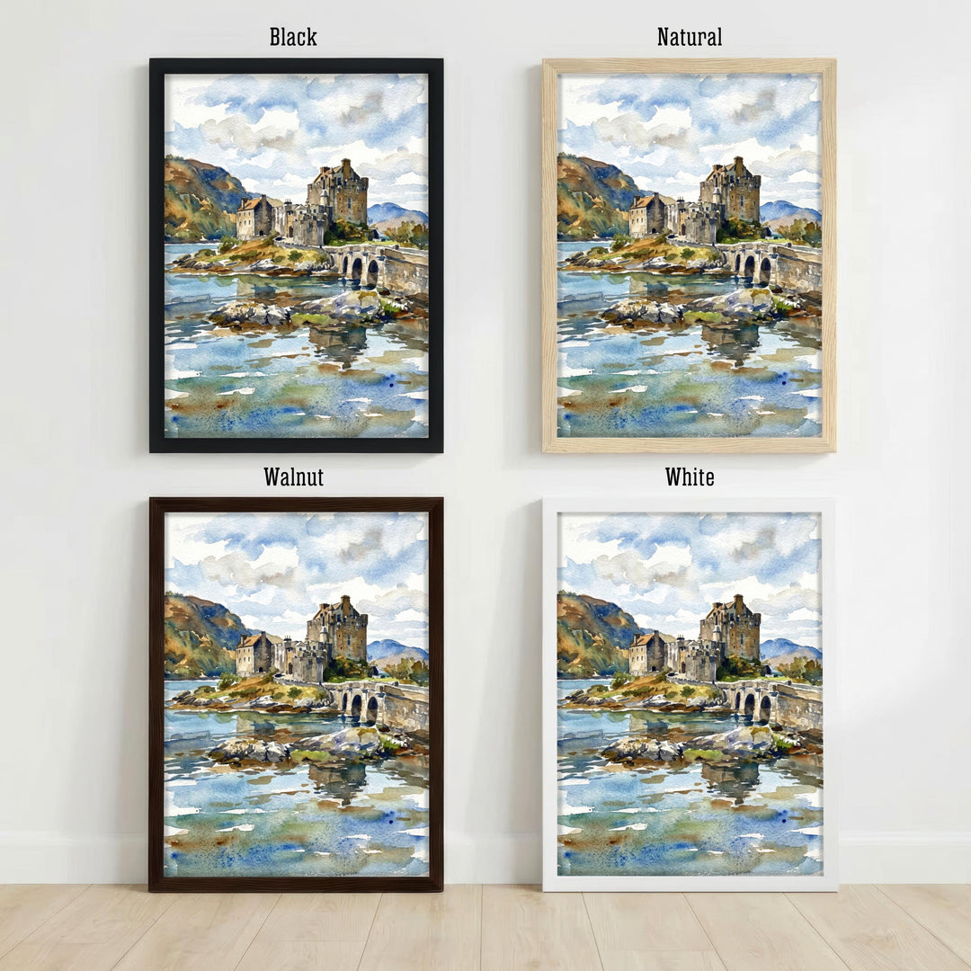 Eilean Donan Castle Watercolour Print: Highland Landscape Wall Art Scotland