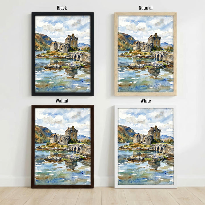 Eilean Donan Castle Watercolour Print: Highland Landscape Wall Art Scotland