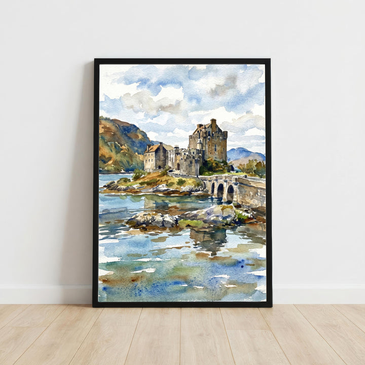 Eilean Donan Castle Watercolour Print: Highland Landscape Wall Art Scotland