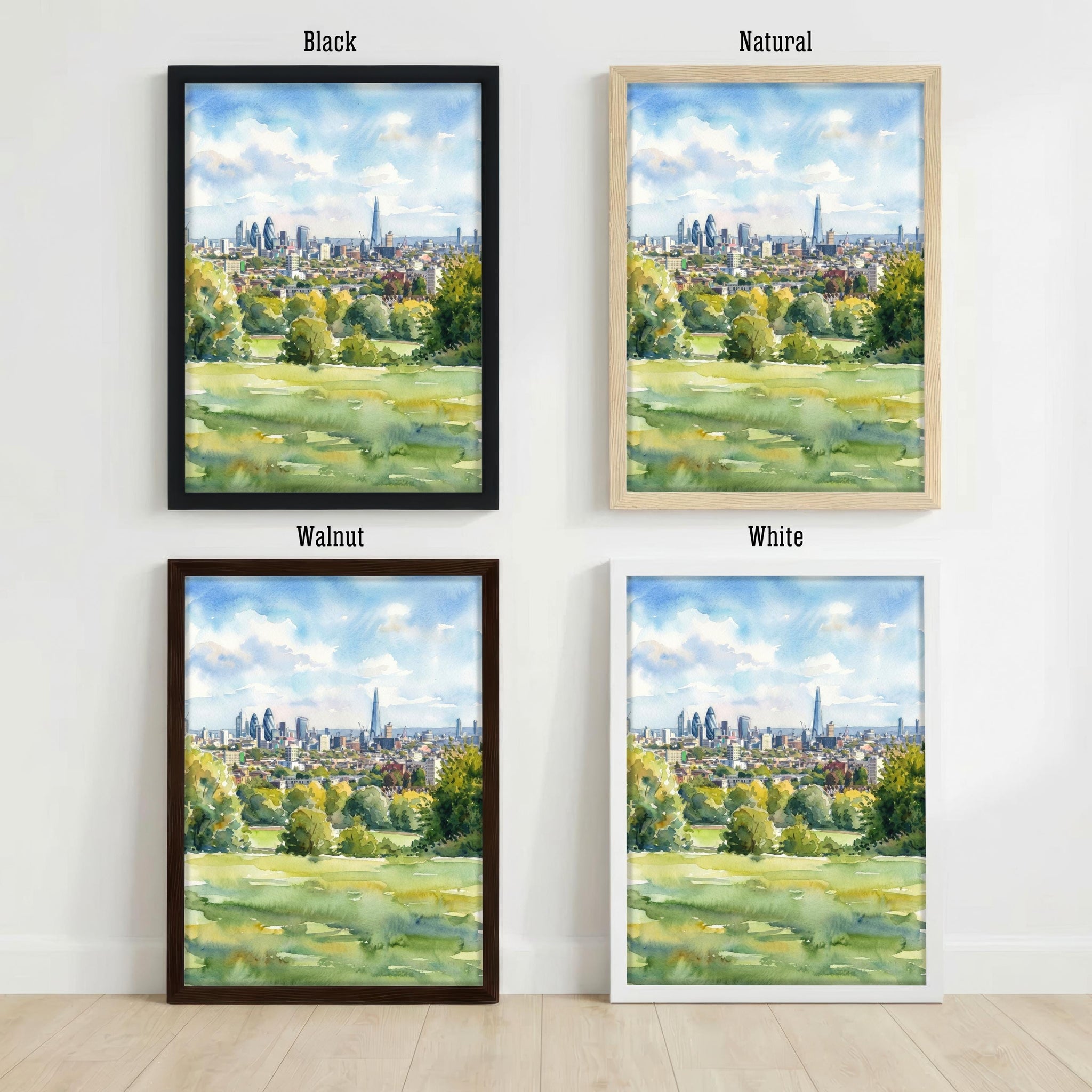 Hampstead Heath Watercolour Painting Poster London England Wall Art Landscape Print Gift for UK Travel Lovers and Fans of Scenic Park Decor