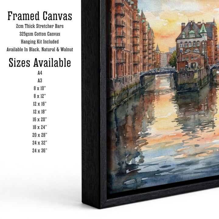 Hamburg Watercolour Painting Poster Germany Wall Art City Skyline Landscape Print Gift for Europe Travel Lovers and Fans of Scenic Urban