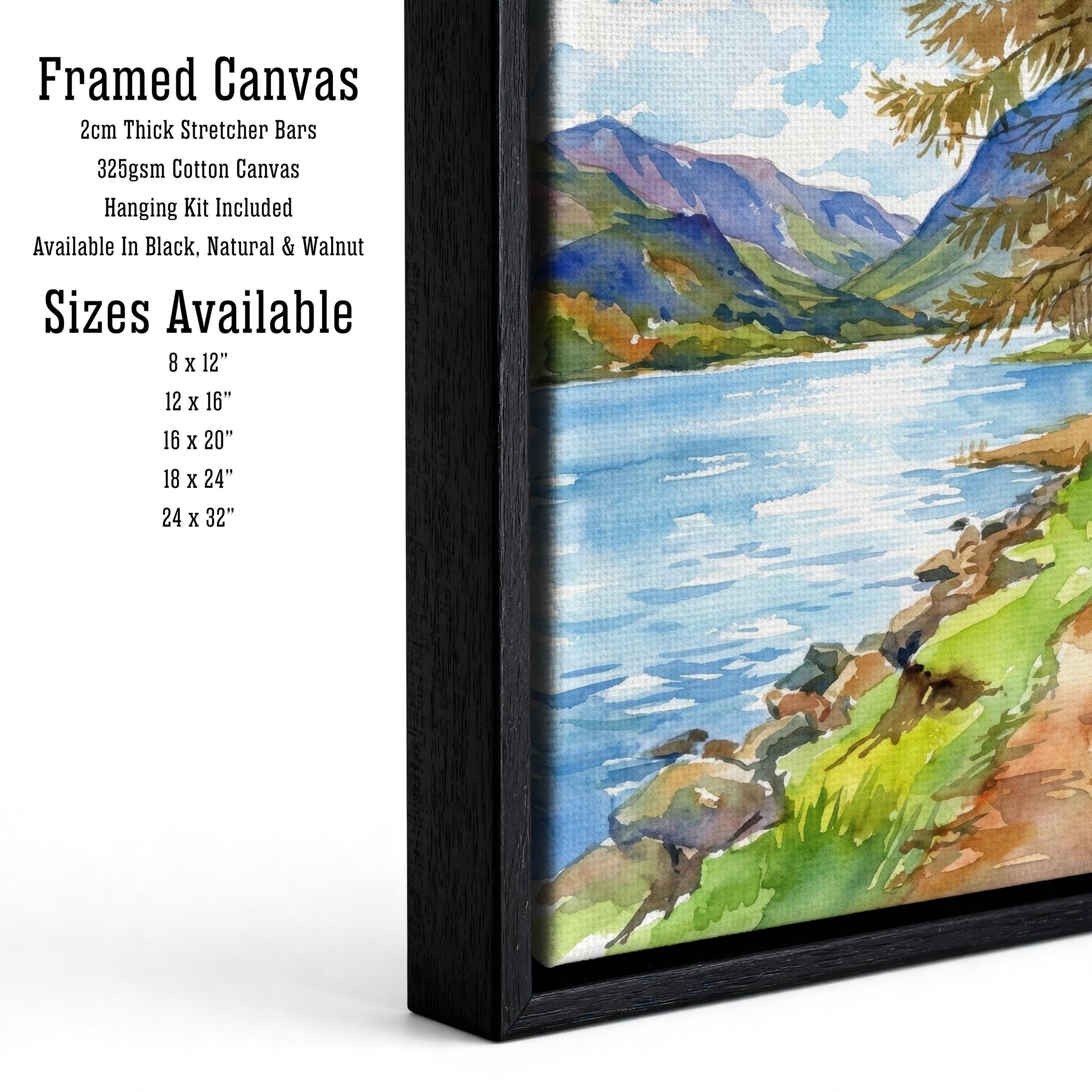 Buttermere Watercolour Painting, Lake District Landscape Print, England Wall Art