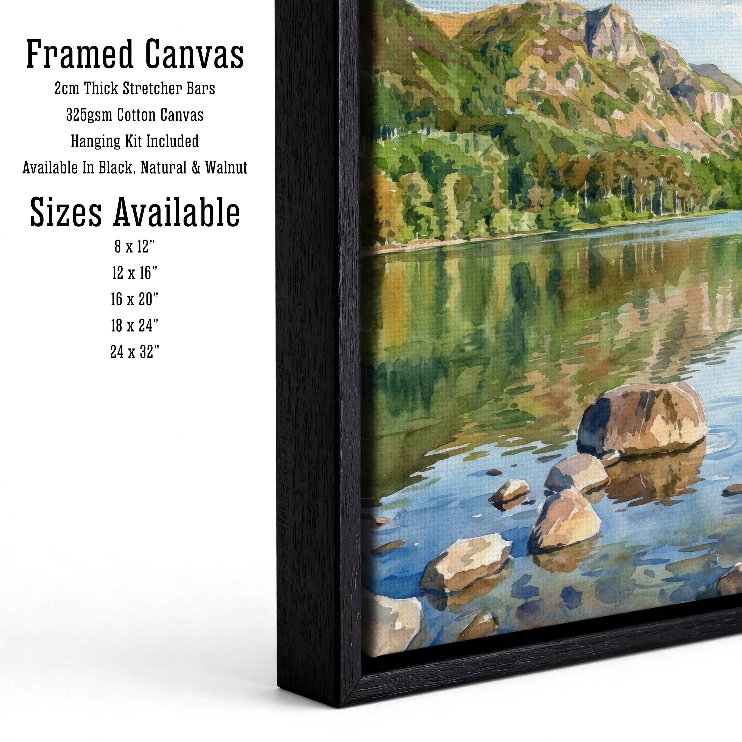 Coniston Water Watercolour Painting Poster Lake District England Wall Art Mountain Lake Landscape Print Gift for UK Travel Lovers and Scenic