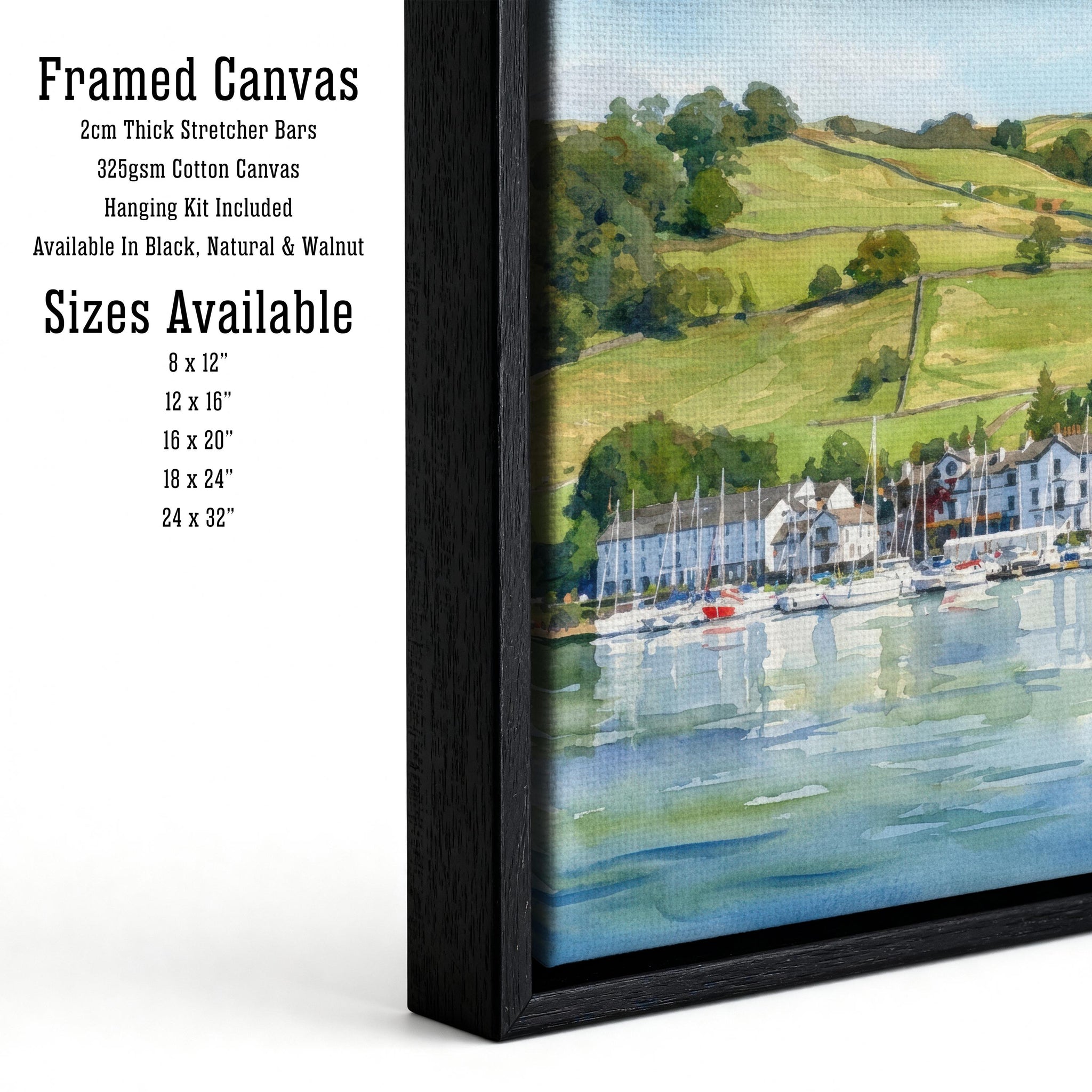 Derwentwater Watercolour Print: Lake District Mountain Landscape Wall Art