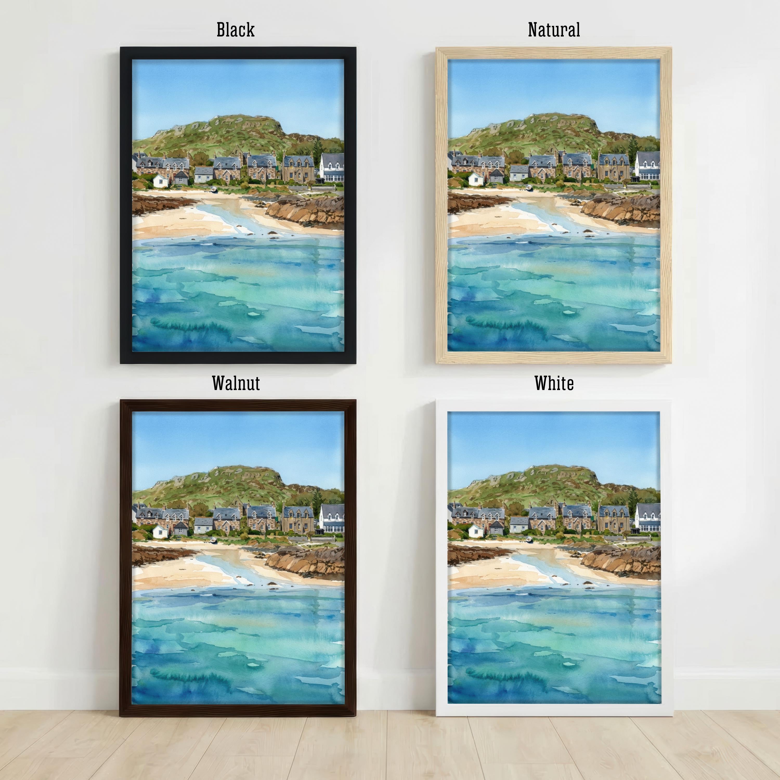 Isle of Iona Watercolour Painting Poster Scotland Wall Art Coastal Island Landscape Print Gift for UK Travel Lovers and Scenic Decor Fans
