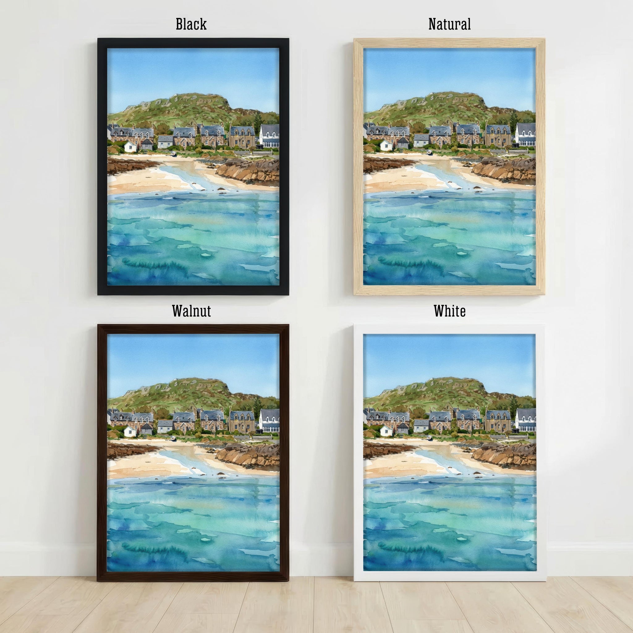 Isle of Iona Watercolour Painting Poster Scotland Wall Art Coastal Island Landscape Print Gift for UK Travel Lovers and Scenic Decor Fans