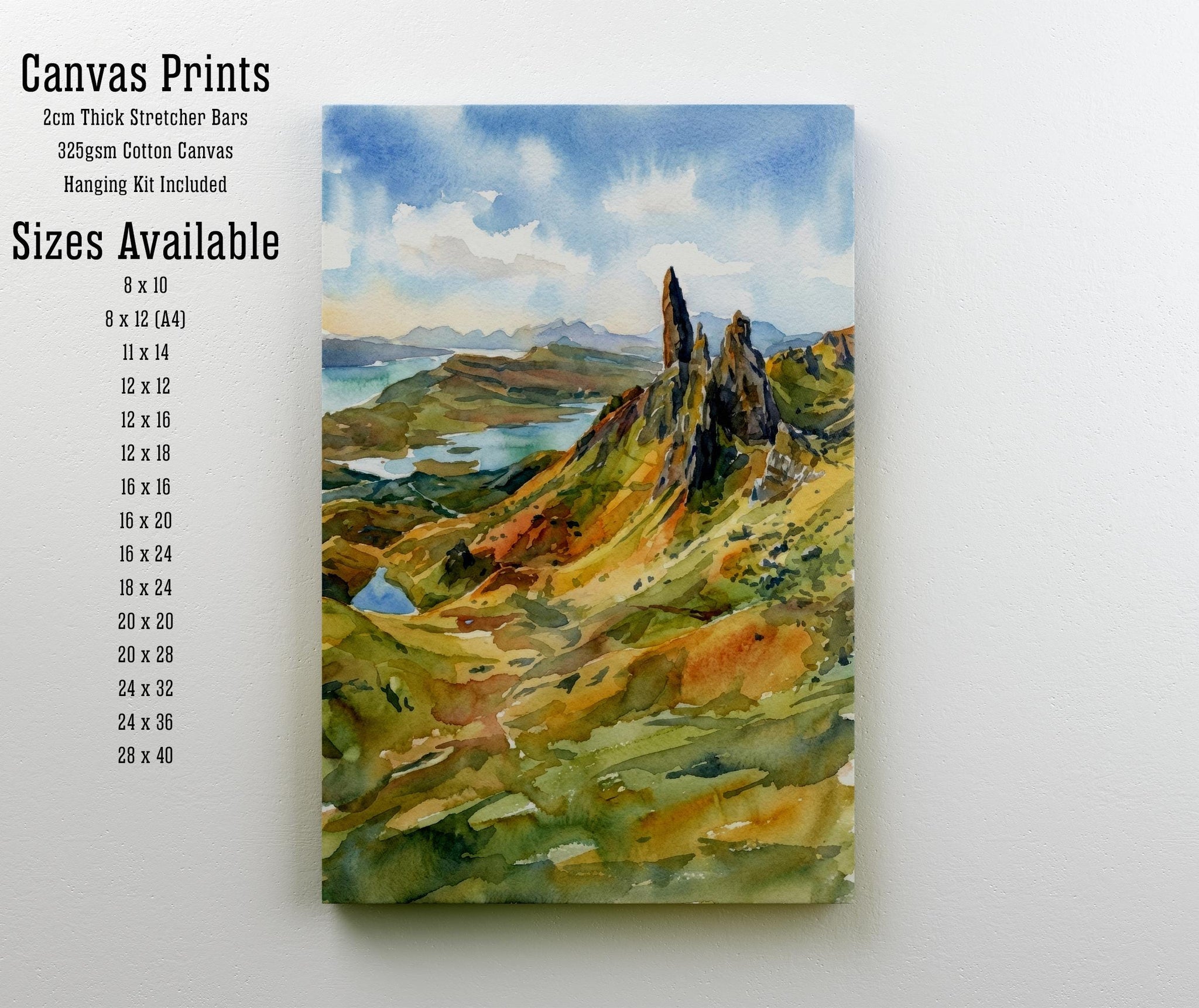 Isle of Skye Watercolour Painting: Scotland Highland Landscape Print, Scenic Decor