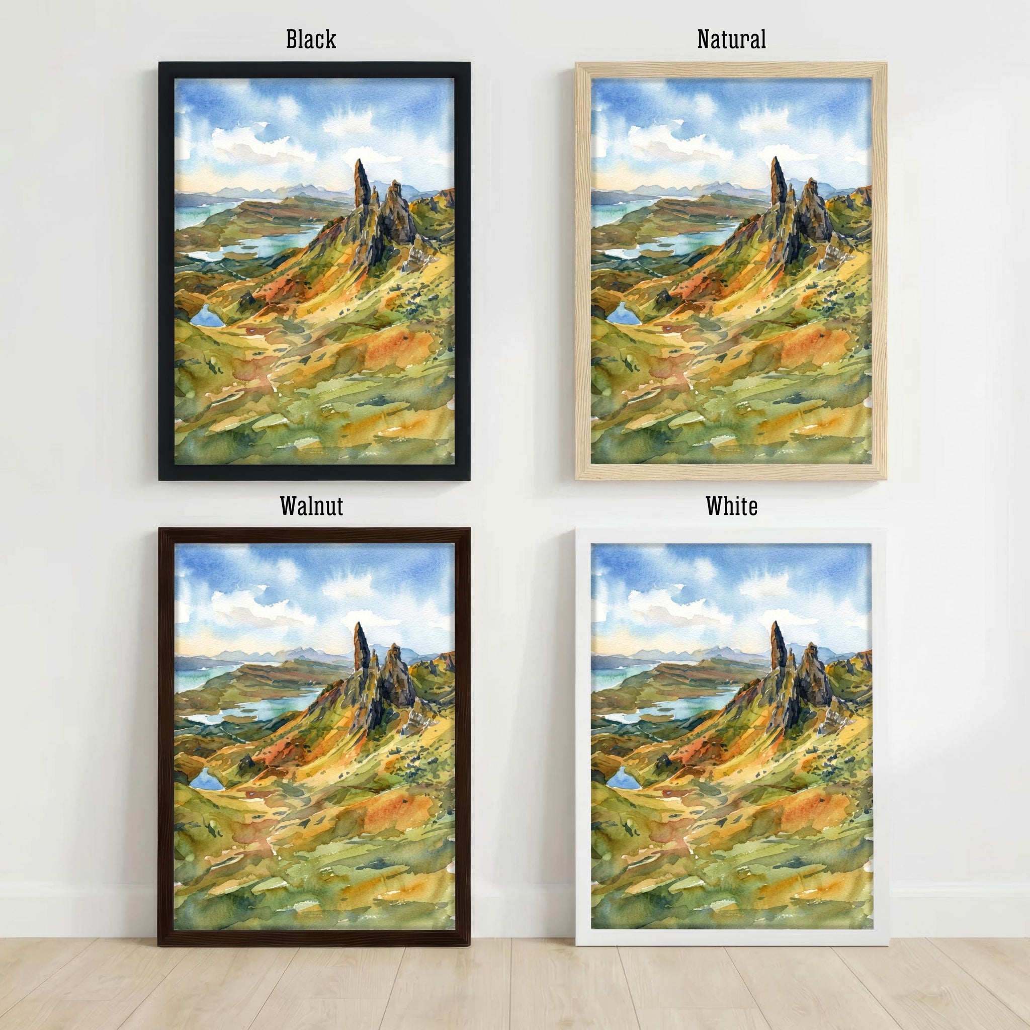 Isle of Skye Watercolour Painting: Scotland Highland Landscape Print, Scenic Decor