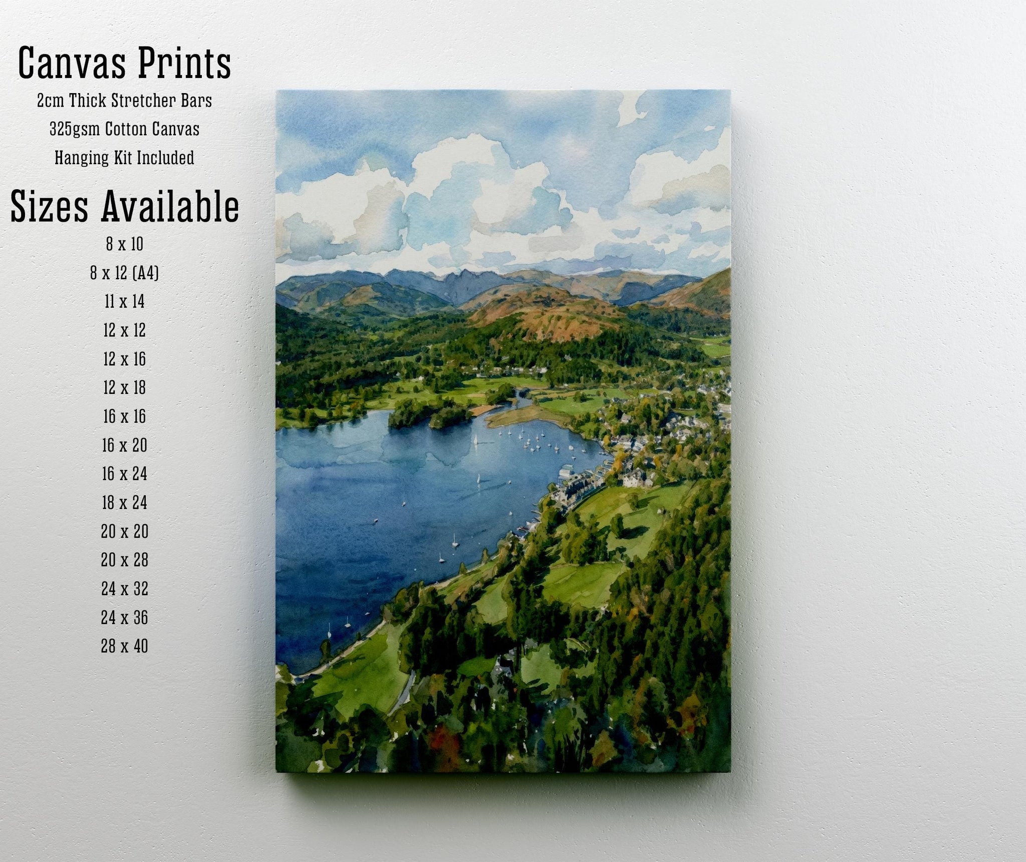 Lake Windermere Watercolour Painting Poster