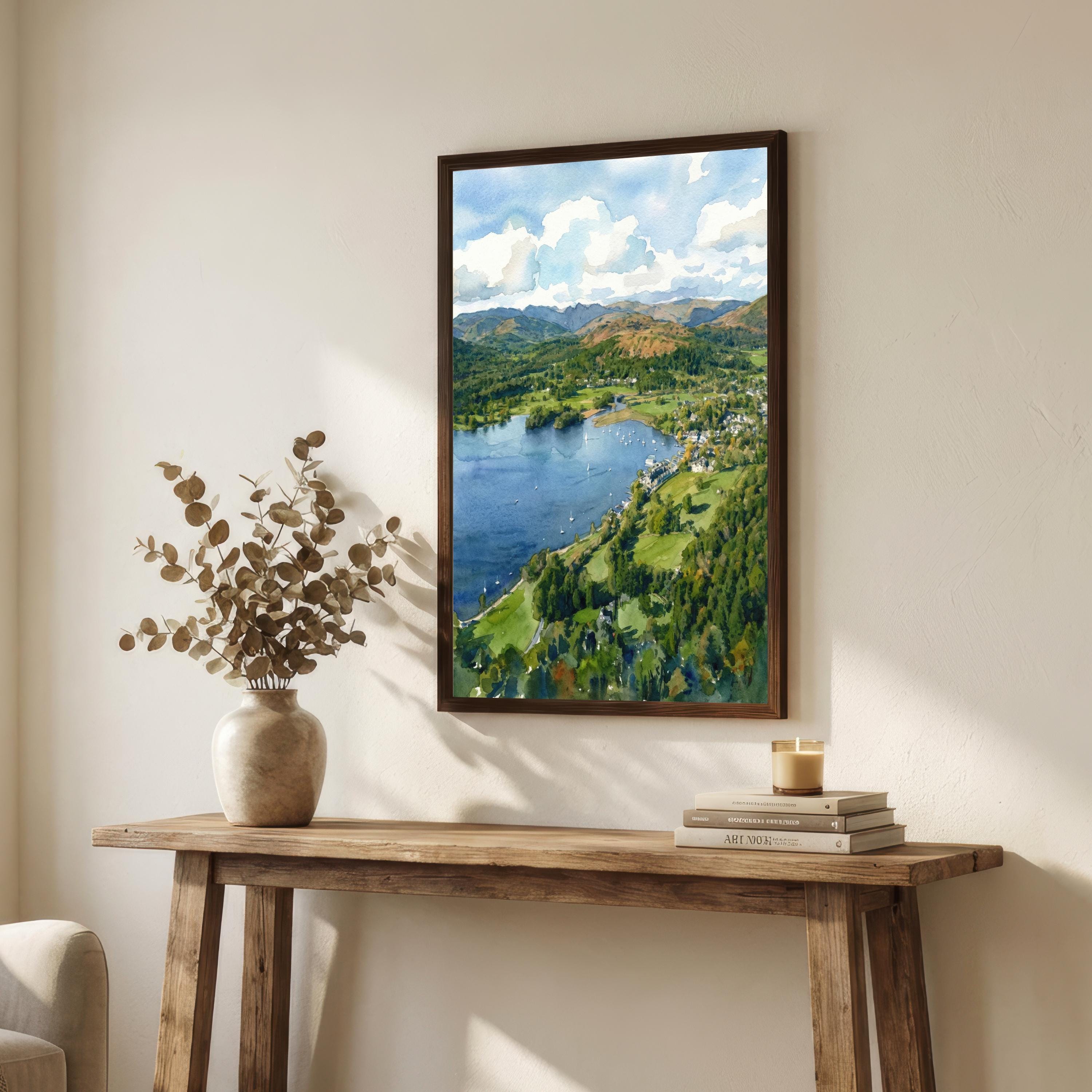 Lake Windermere Watercolour Painting Poster
