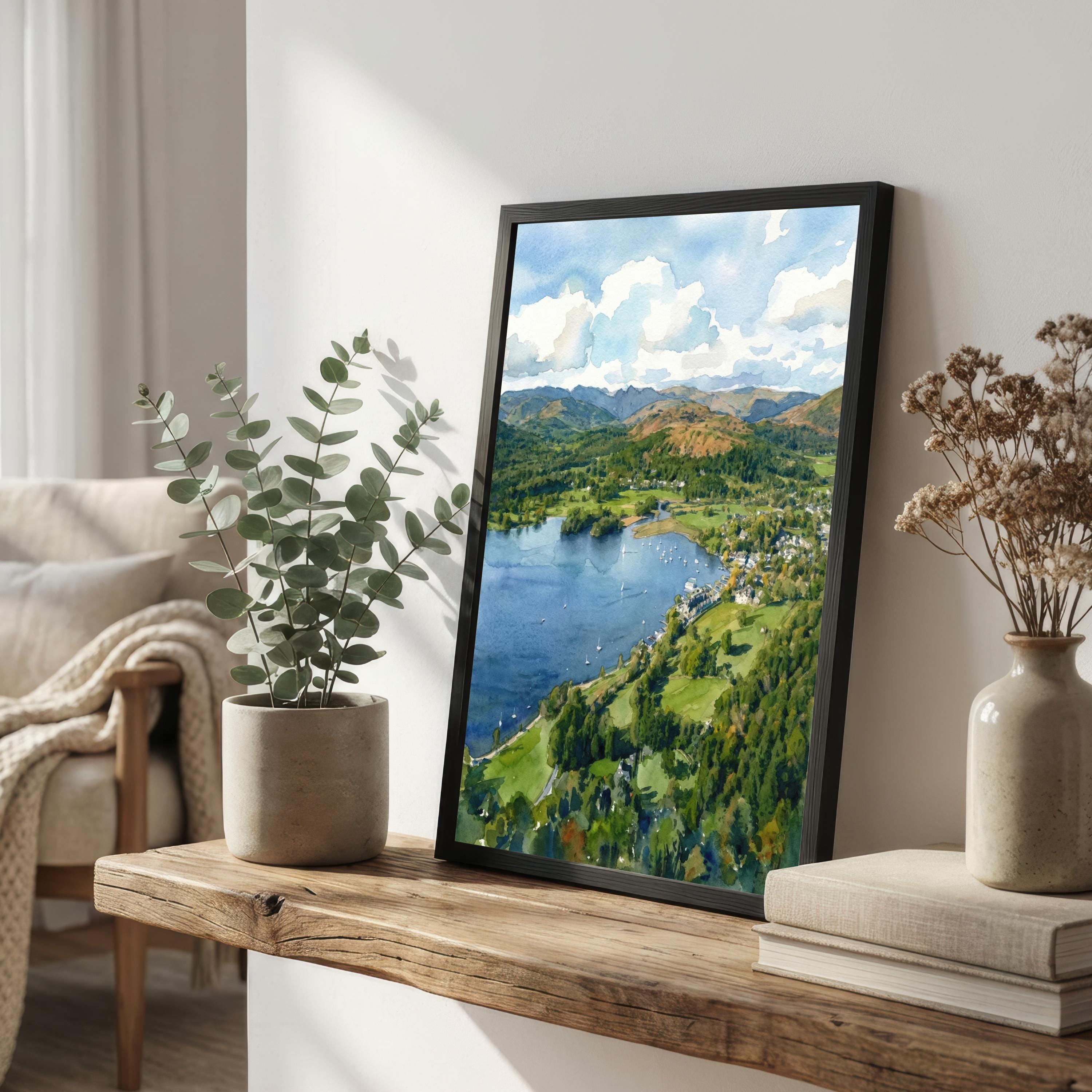 Lake Windermere Watercolour Painting Poster