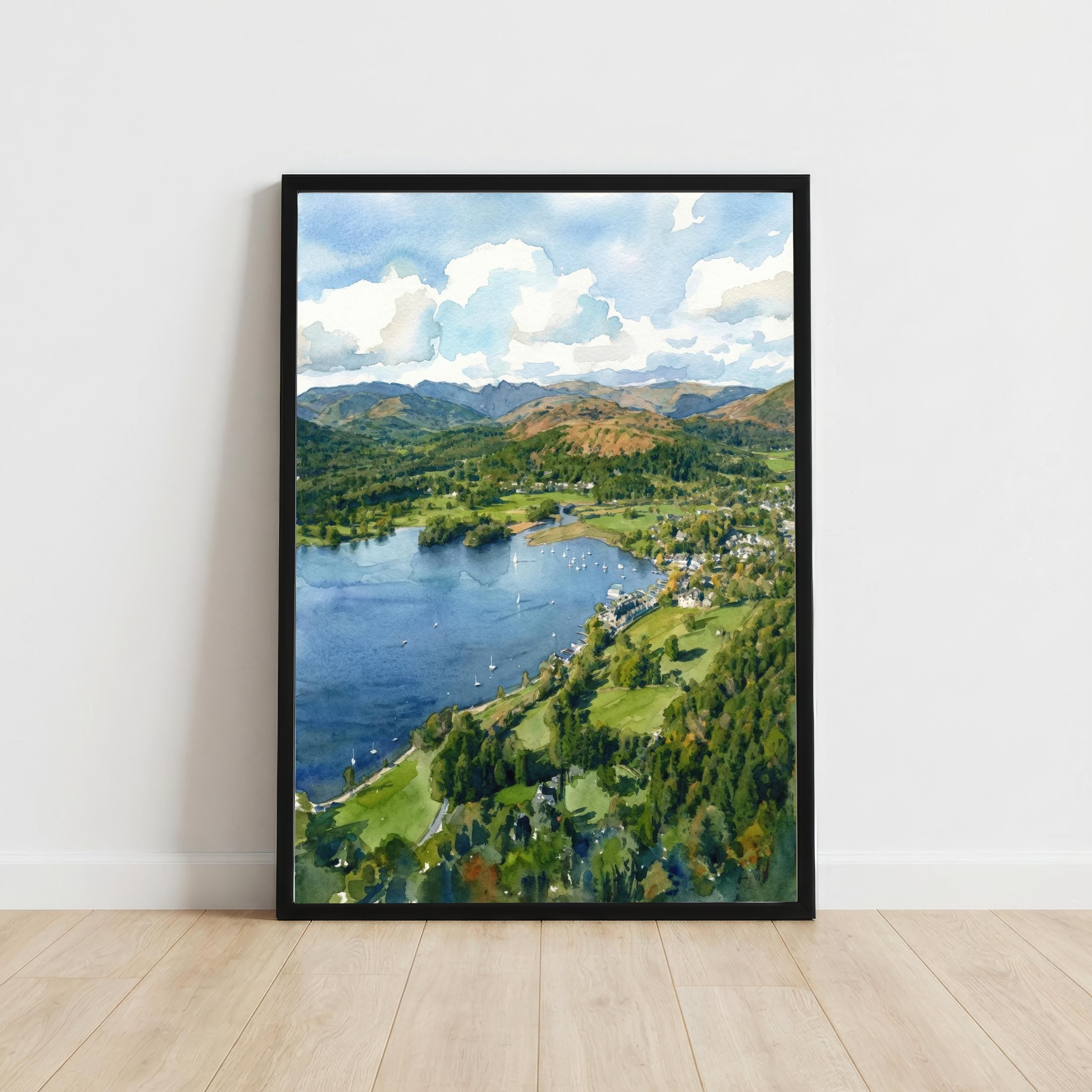 Lake Windermere Watercolour Painting Poster