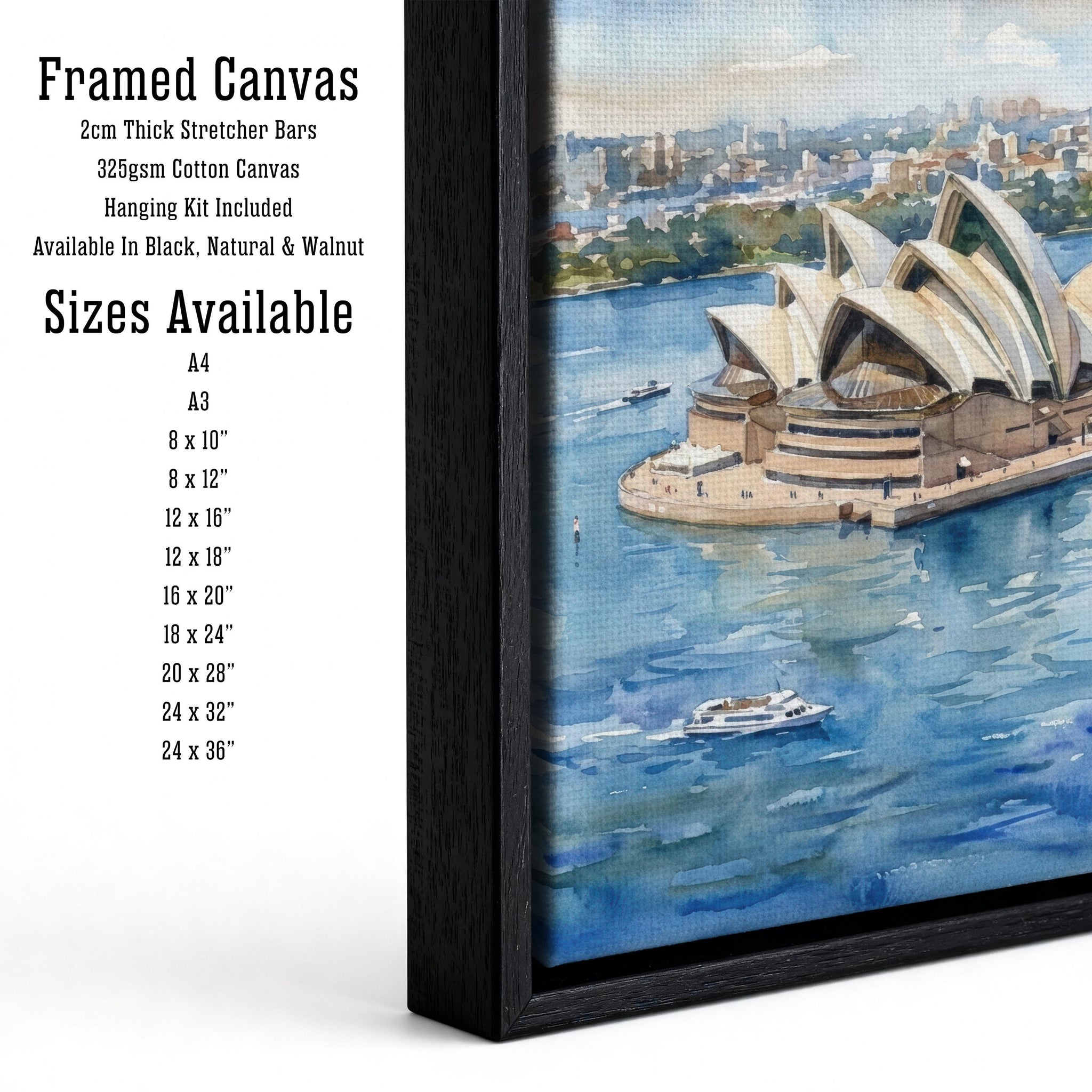 Sydney Harbour Watercolour Painting Opera House Coastal Landscape Print