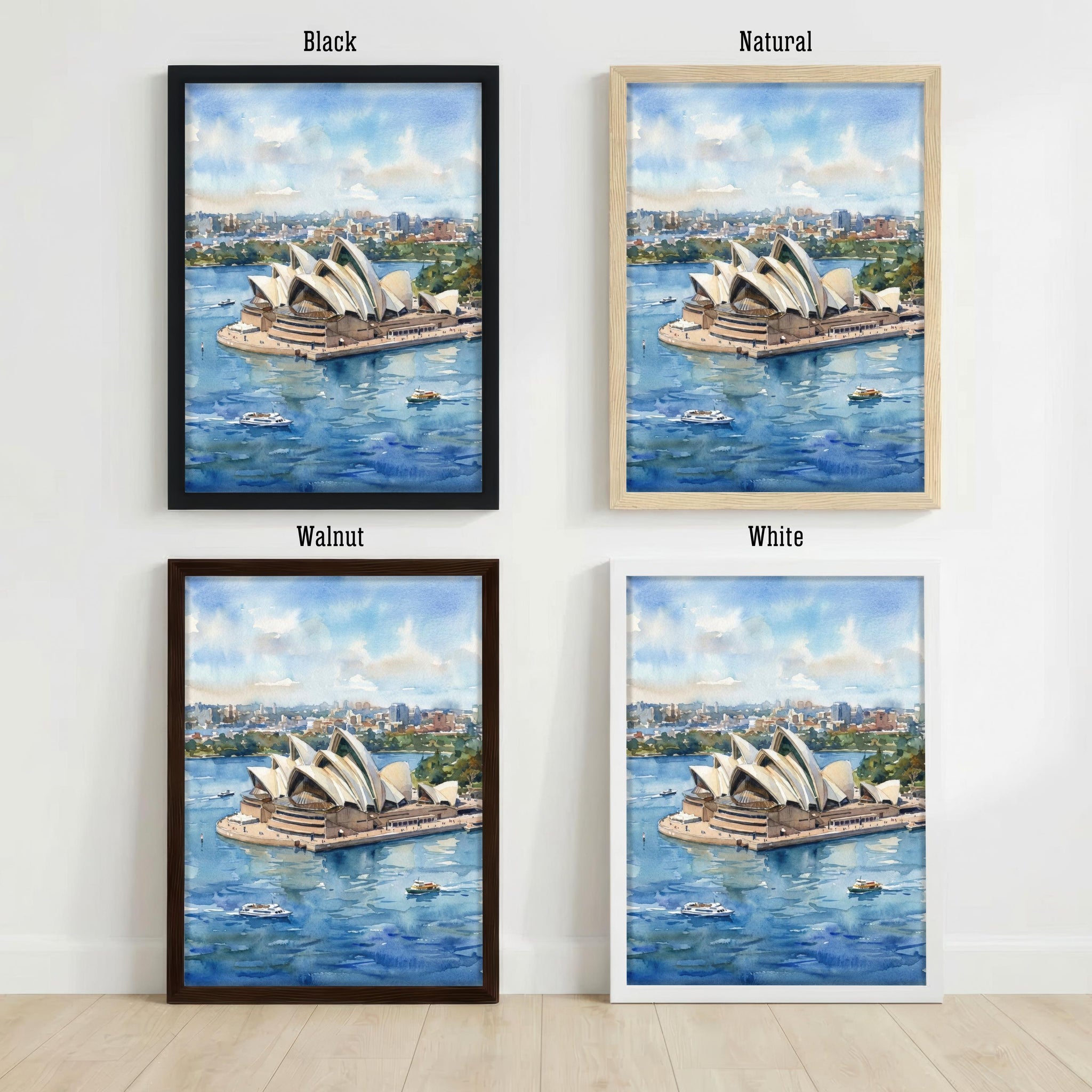 Sydney Harbour Watercolour Painting Opera House Coastal Landscape Print