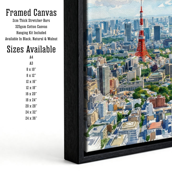 Tokyo Watercolor Cityscape Print: Japan Skyline Scenic Wall Art