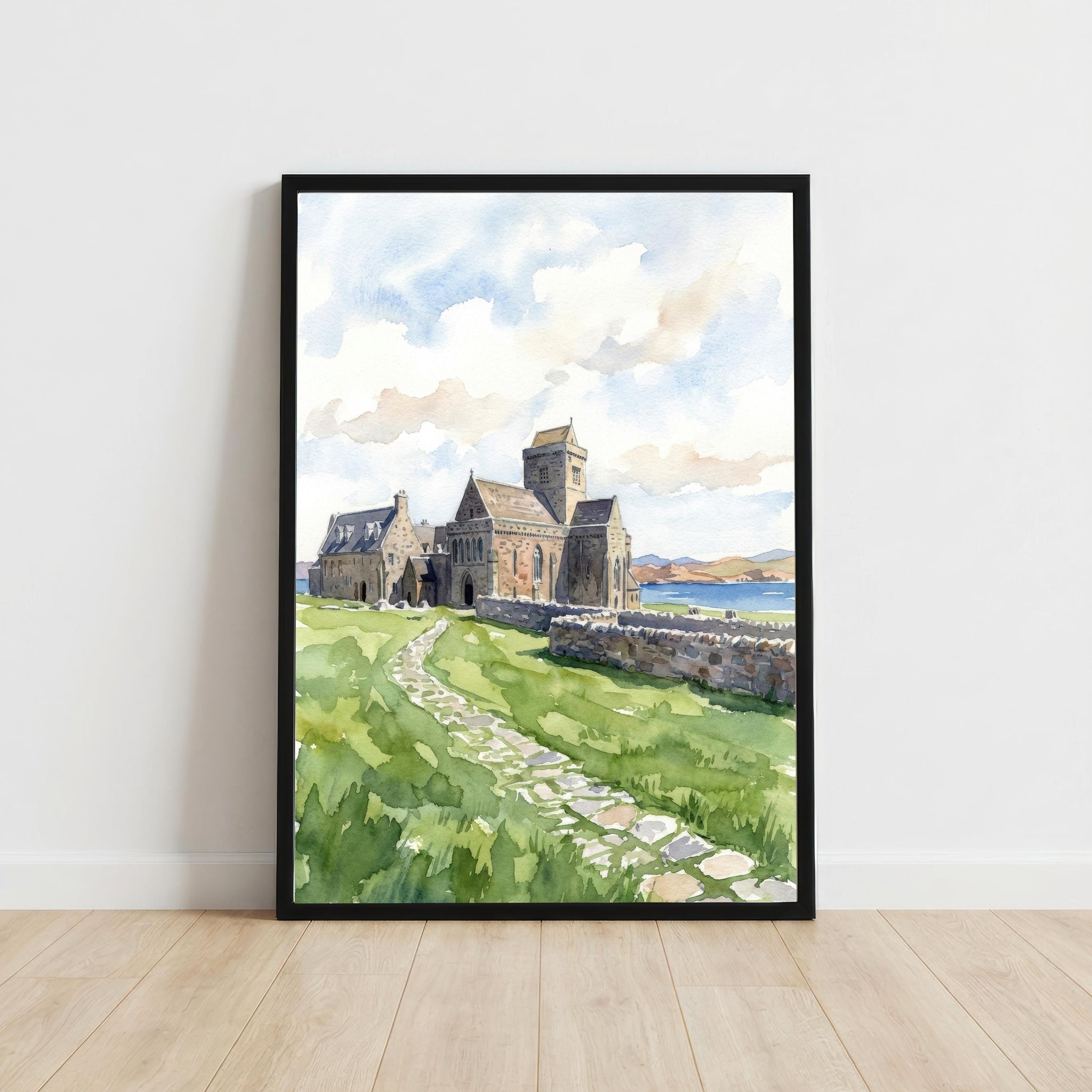 Isle of Iona Watercolour Painting: Scotland Coastal Landscape Print