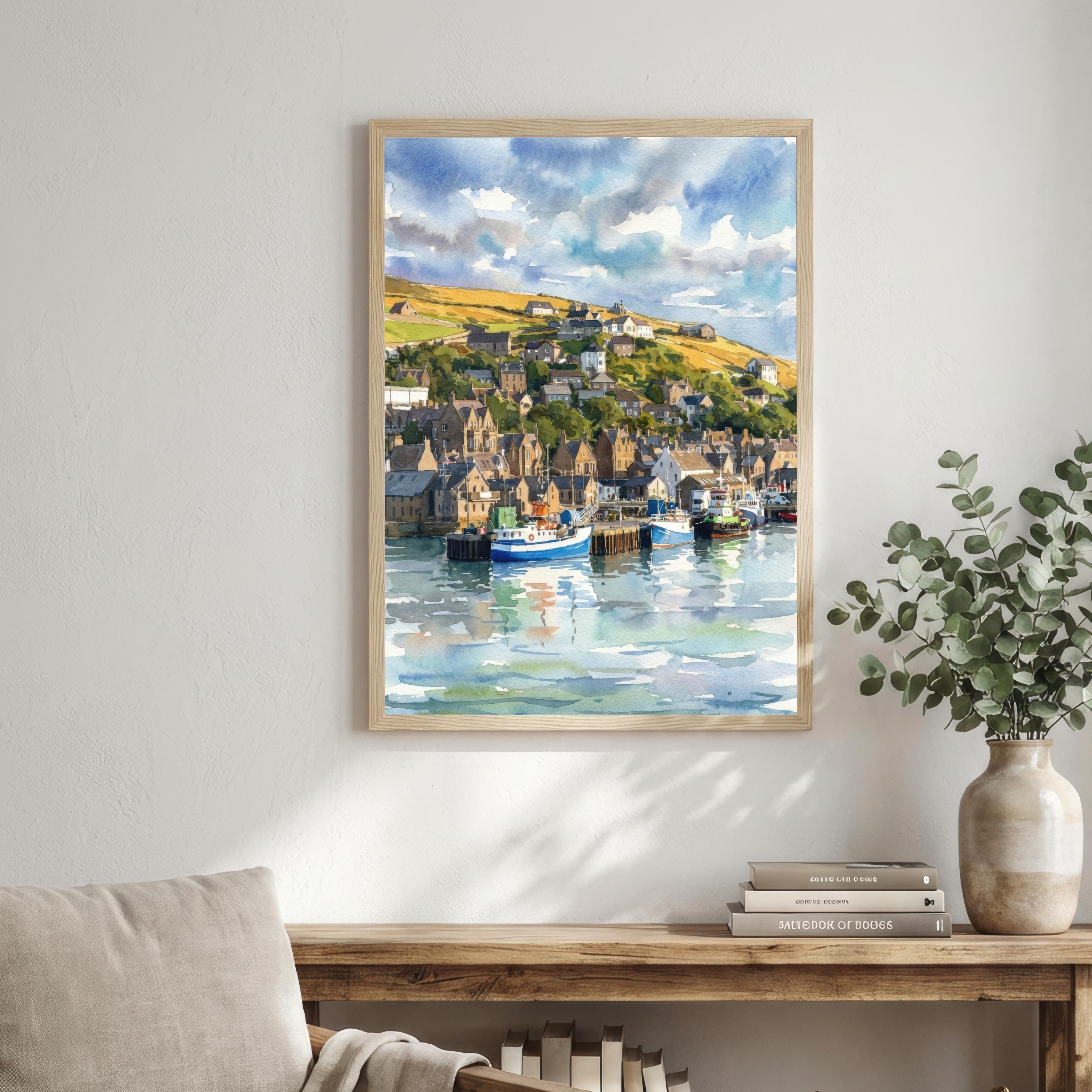 Isle of Iona Watercolour Painting, Scottish Island Coastal Landscape Print