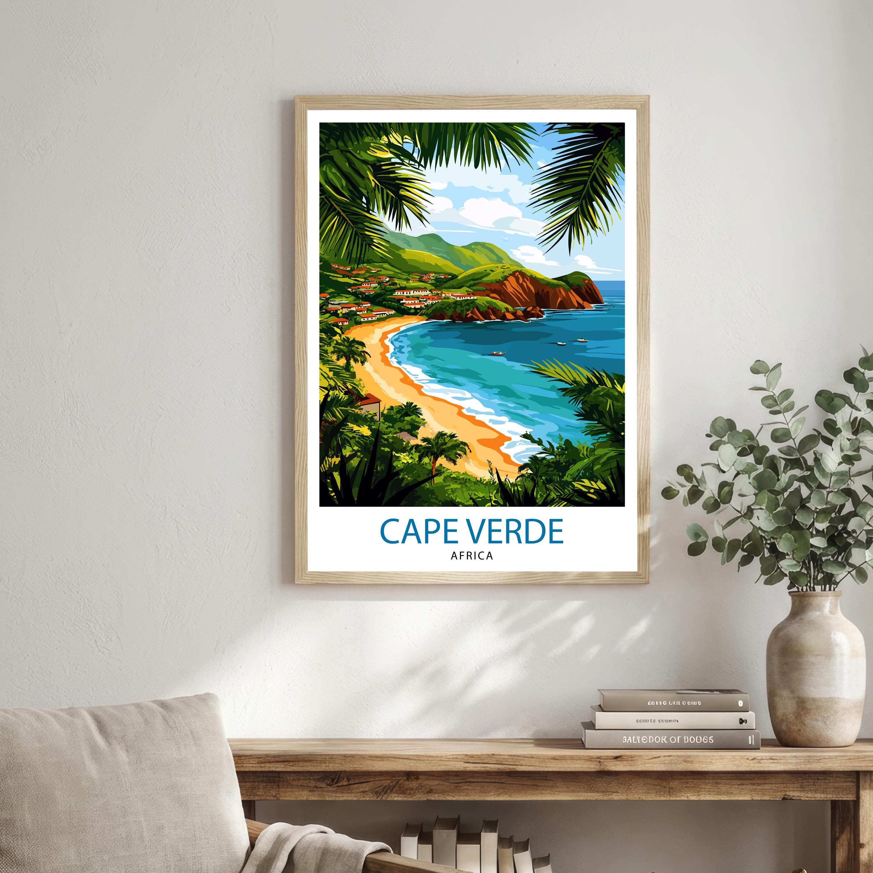 Cape Verde Travel Poster Print Wall Art Tropical Island Landscape Decor Gift for Travel Lovers and Fans of Scenic Atlantic Coastal Views
